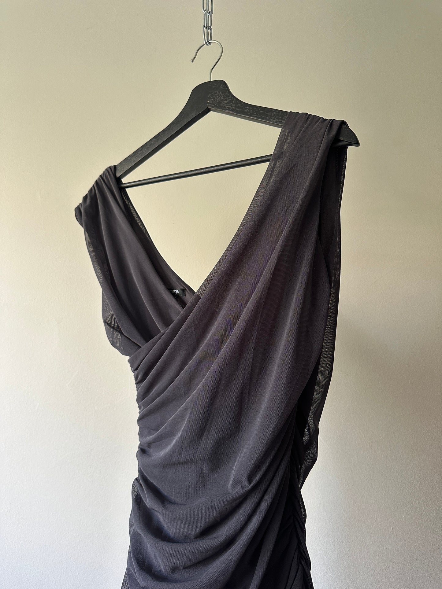 grey scrunched party dress