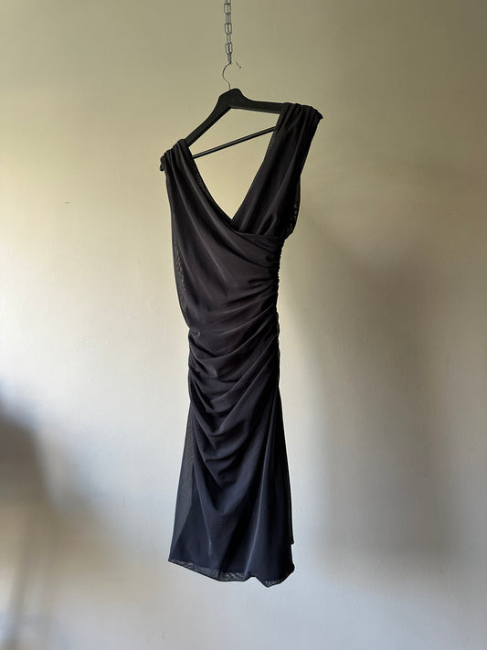 grey scrunched party dress