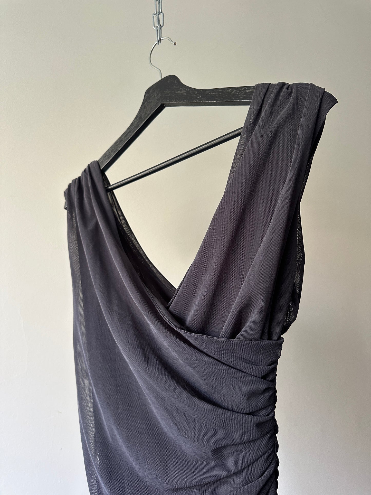 grey scrunched party dress