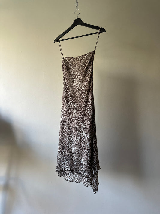 y2k leopard print sheer dress