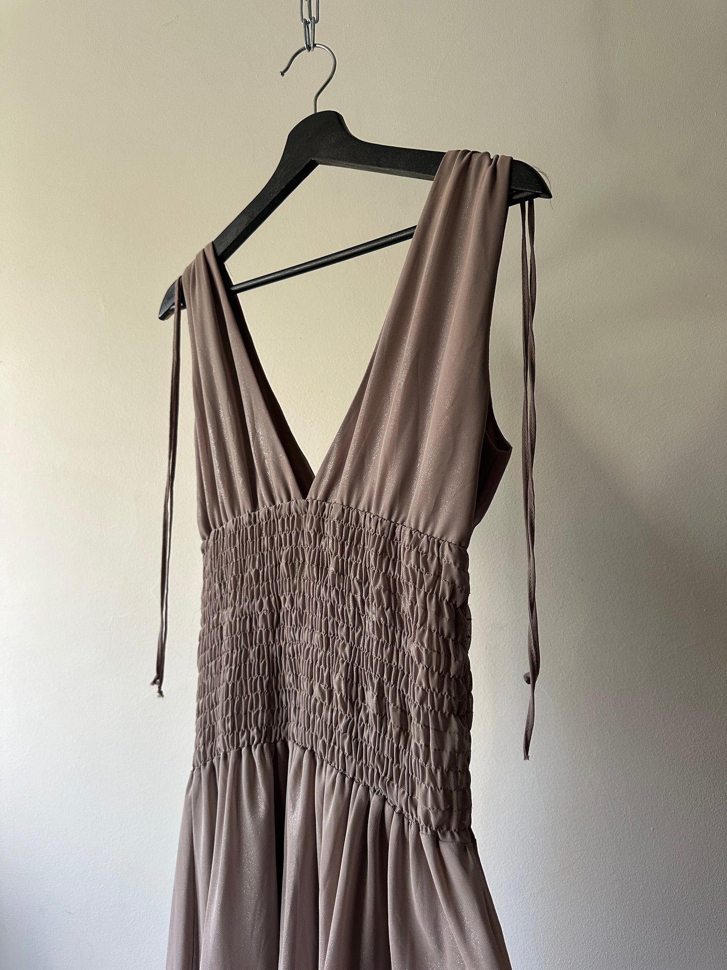 brown shimmer party dress