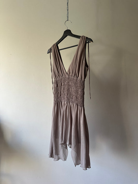 brown shimmer party dress