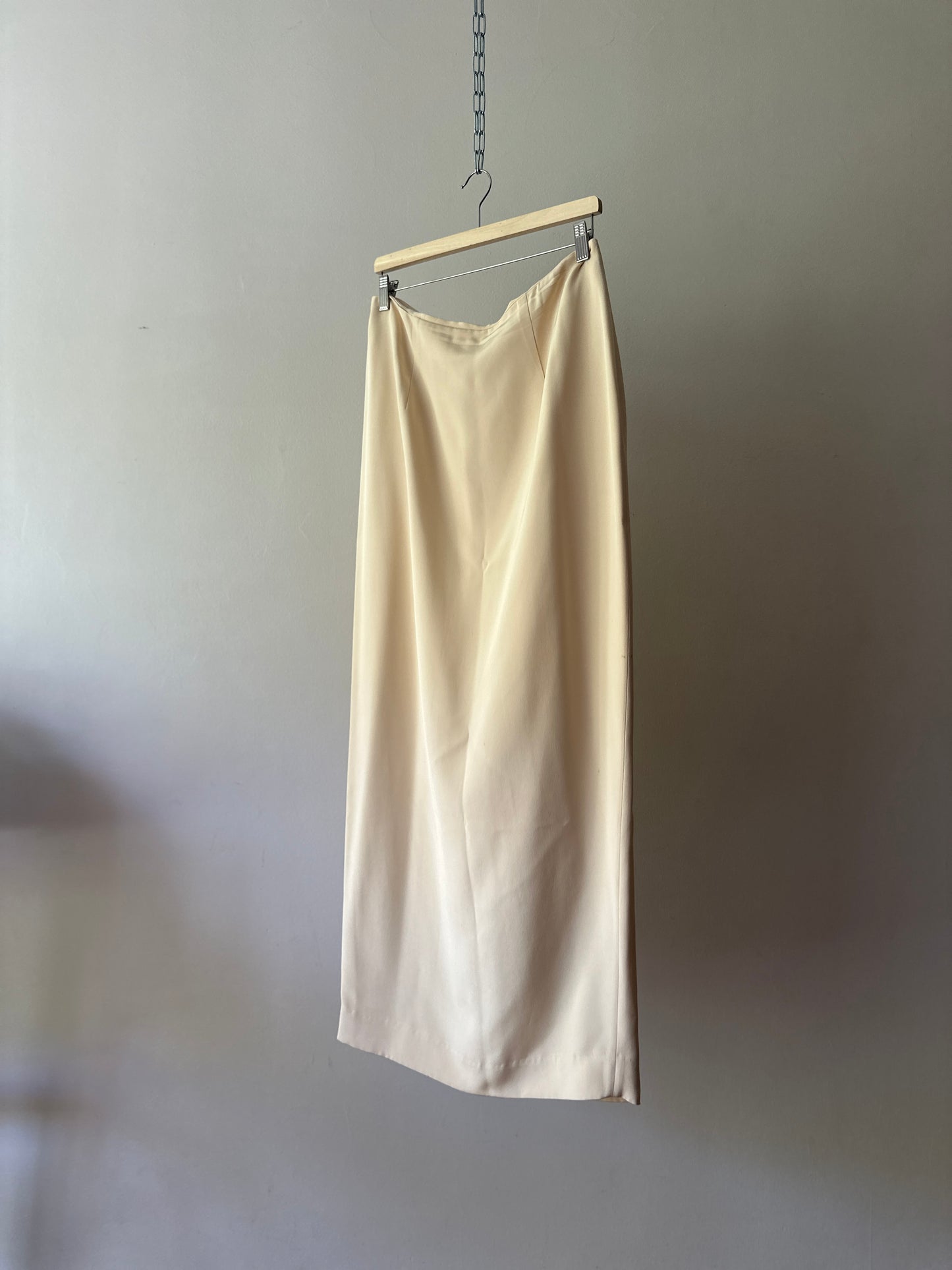 soft butter yellow silk longline skirt