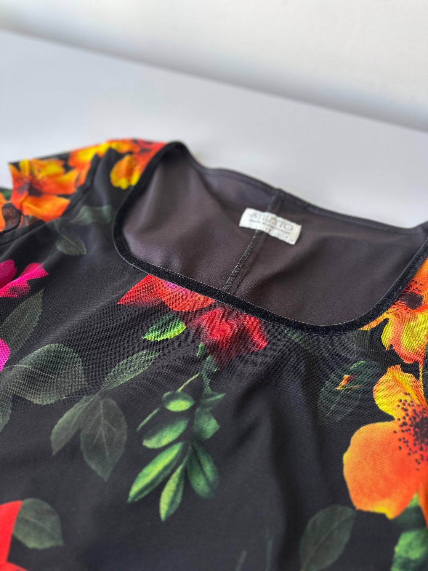 tropical floral 90s dress