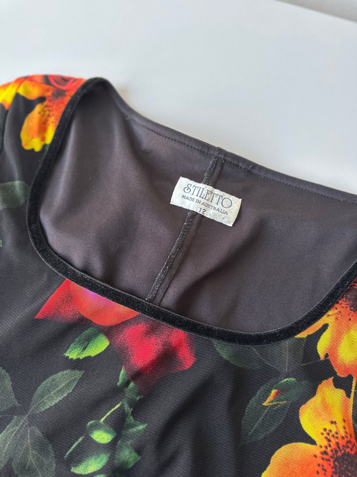 tropical floral 90s dress