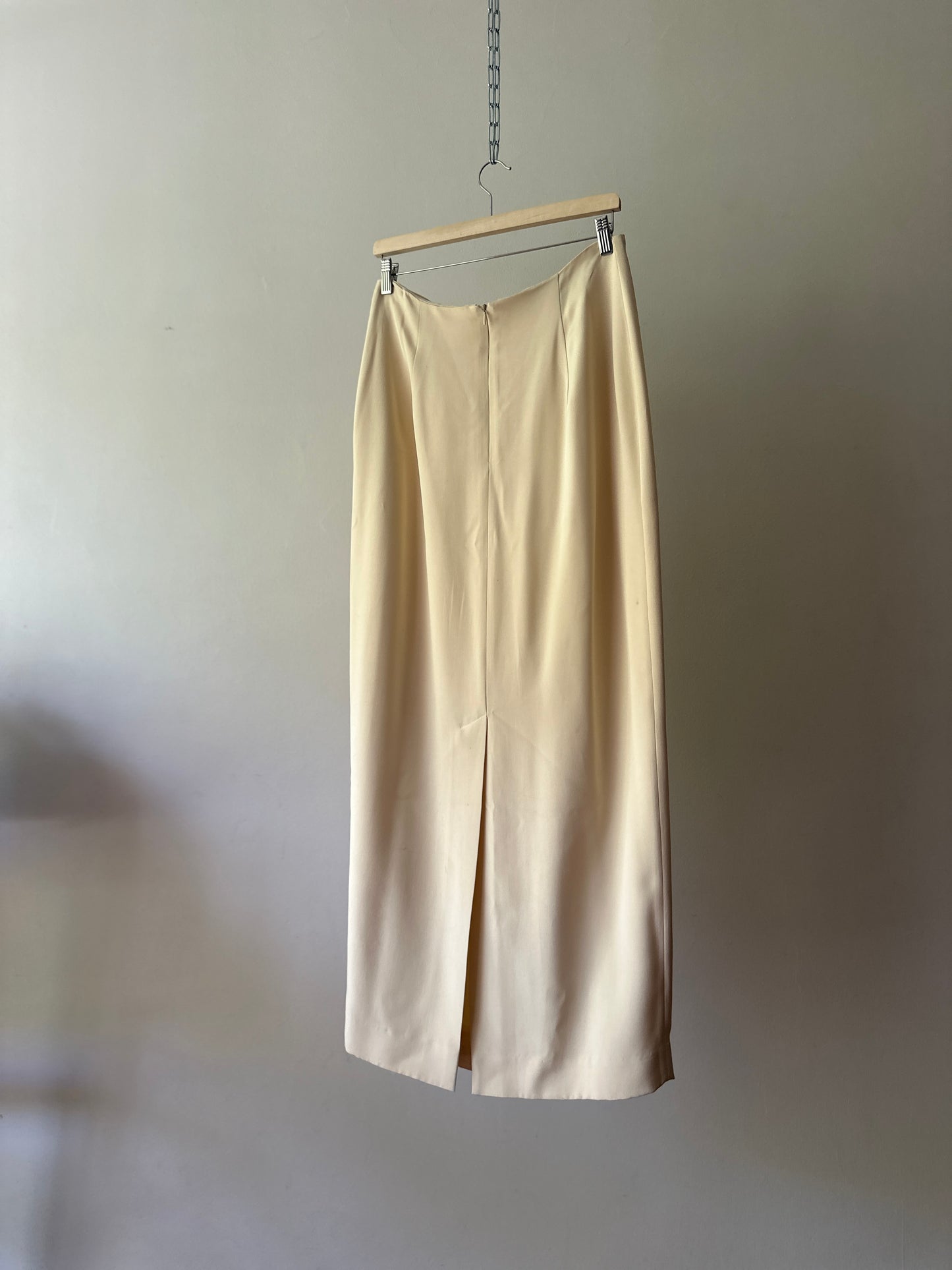 soft butter yellow silk longline skirt