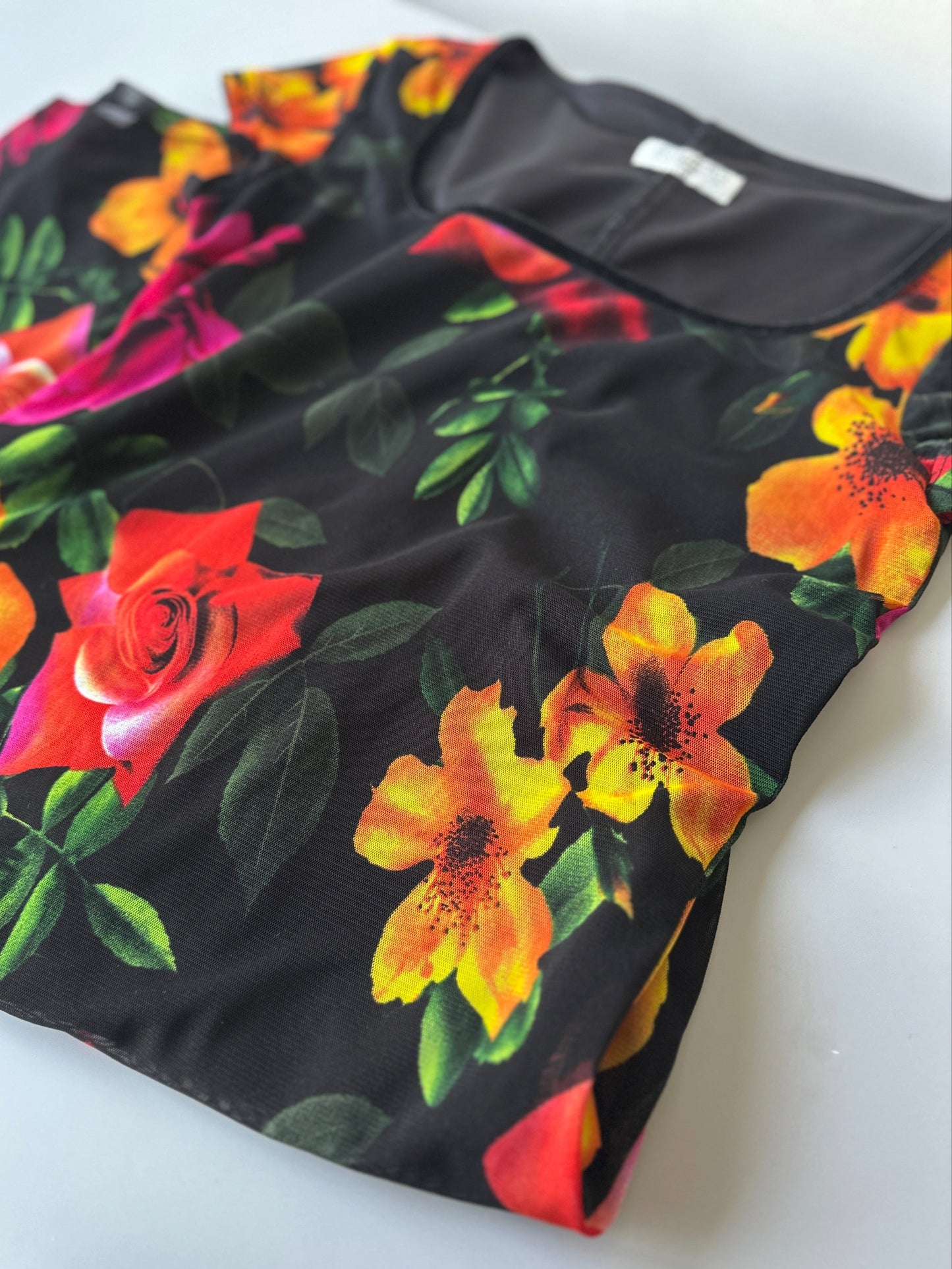 tropical floral 90s dress