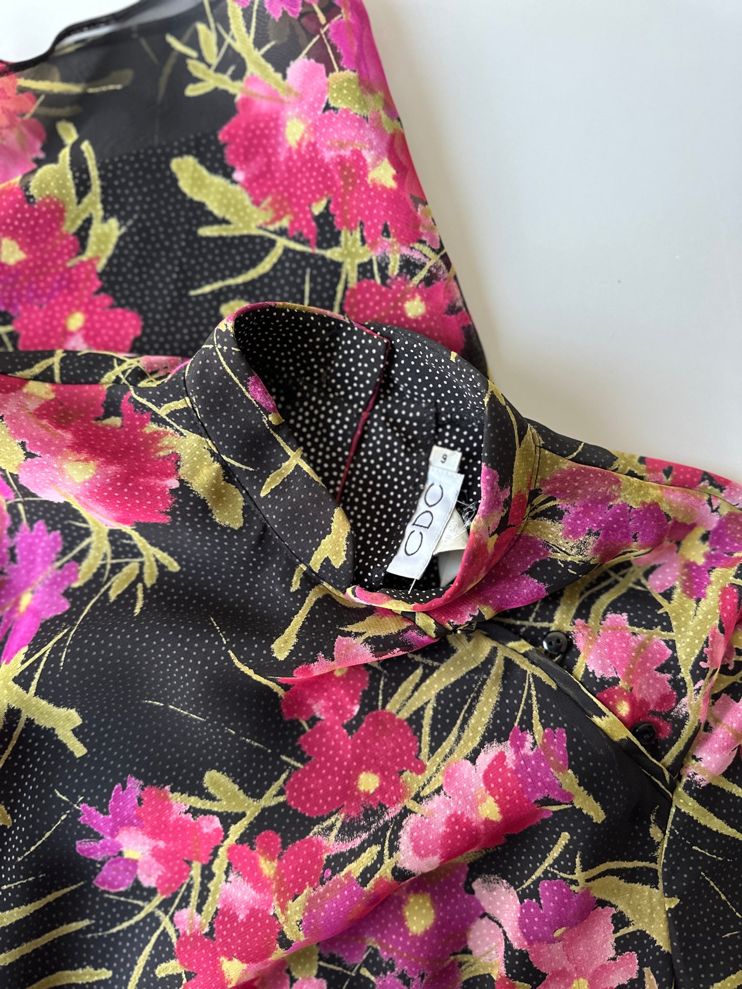 high neck double lined floral dress