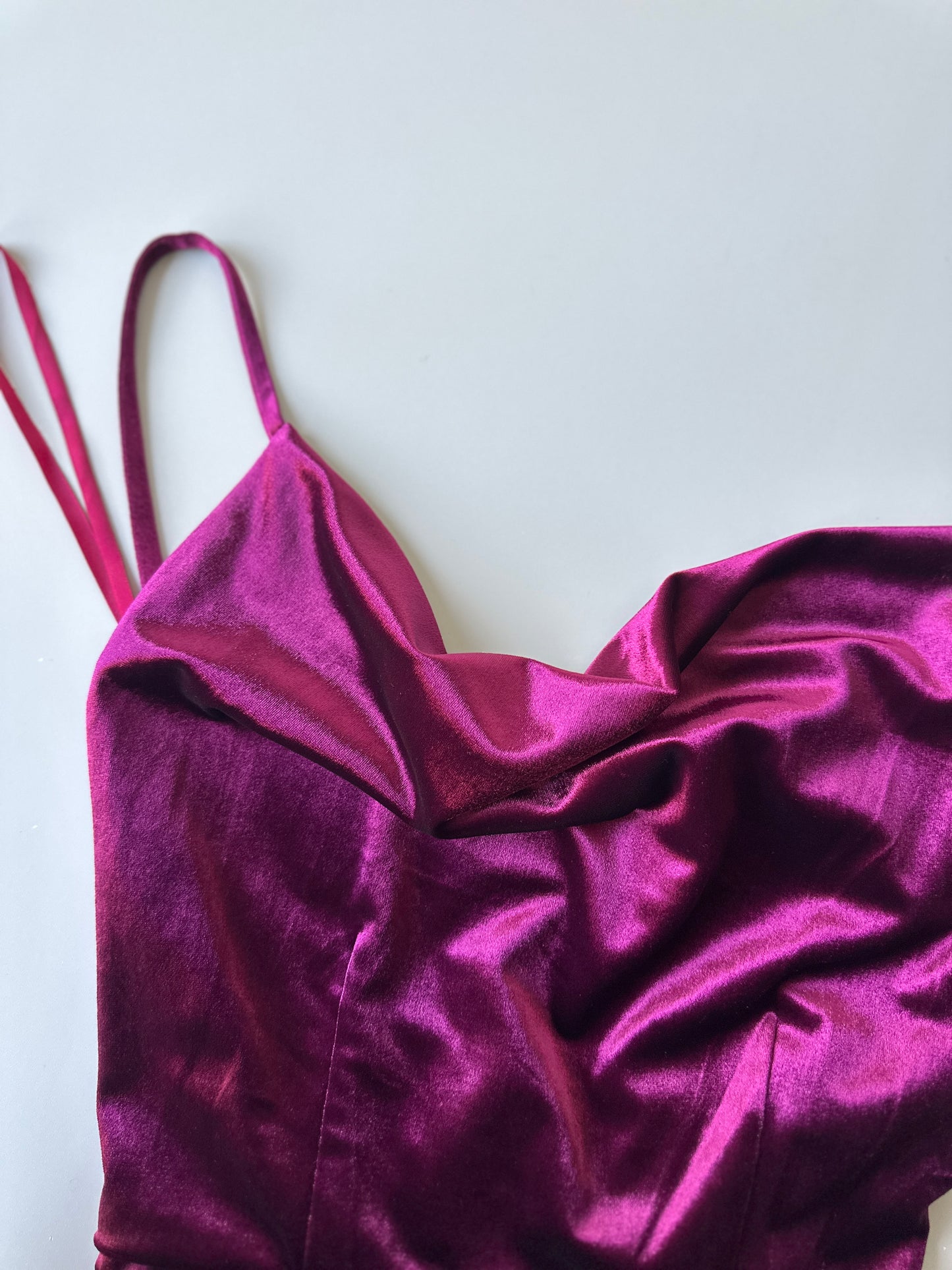 deep pink velvet formal dress