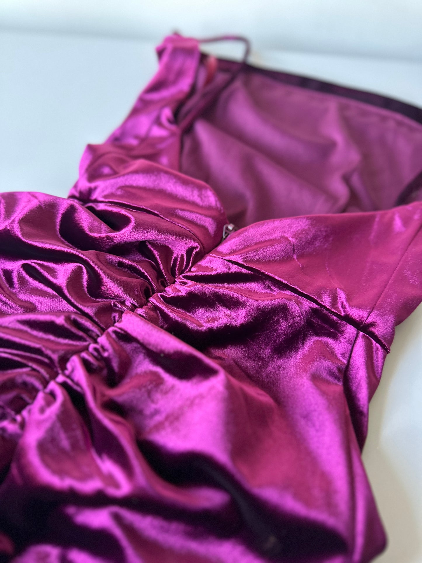 deep pink velvet formal dress