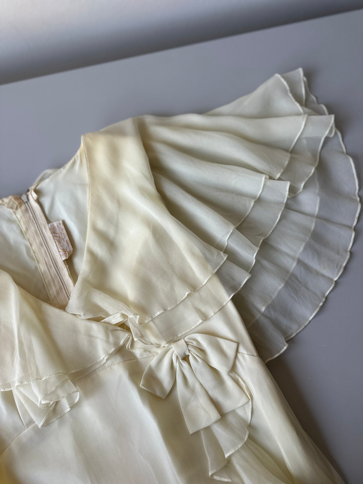 STUNNING butter yellow 80s formal dress