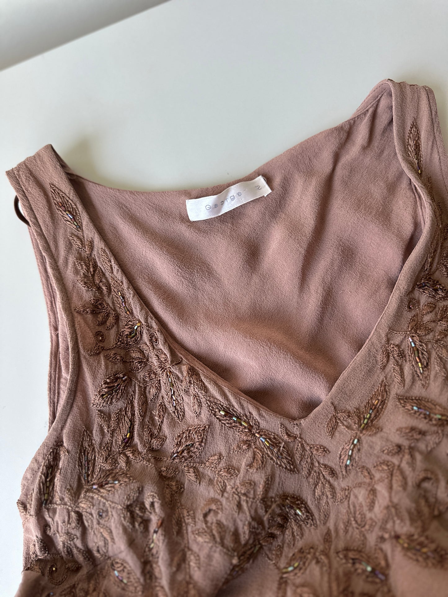 brown beaded silk fairy girl dress