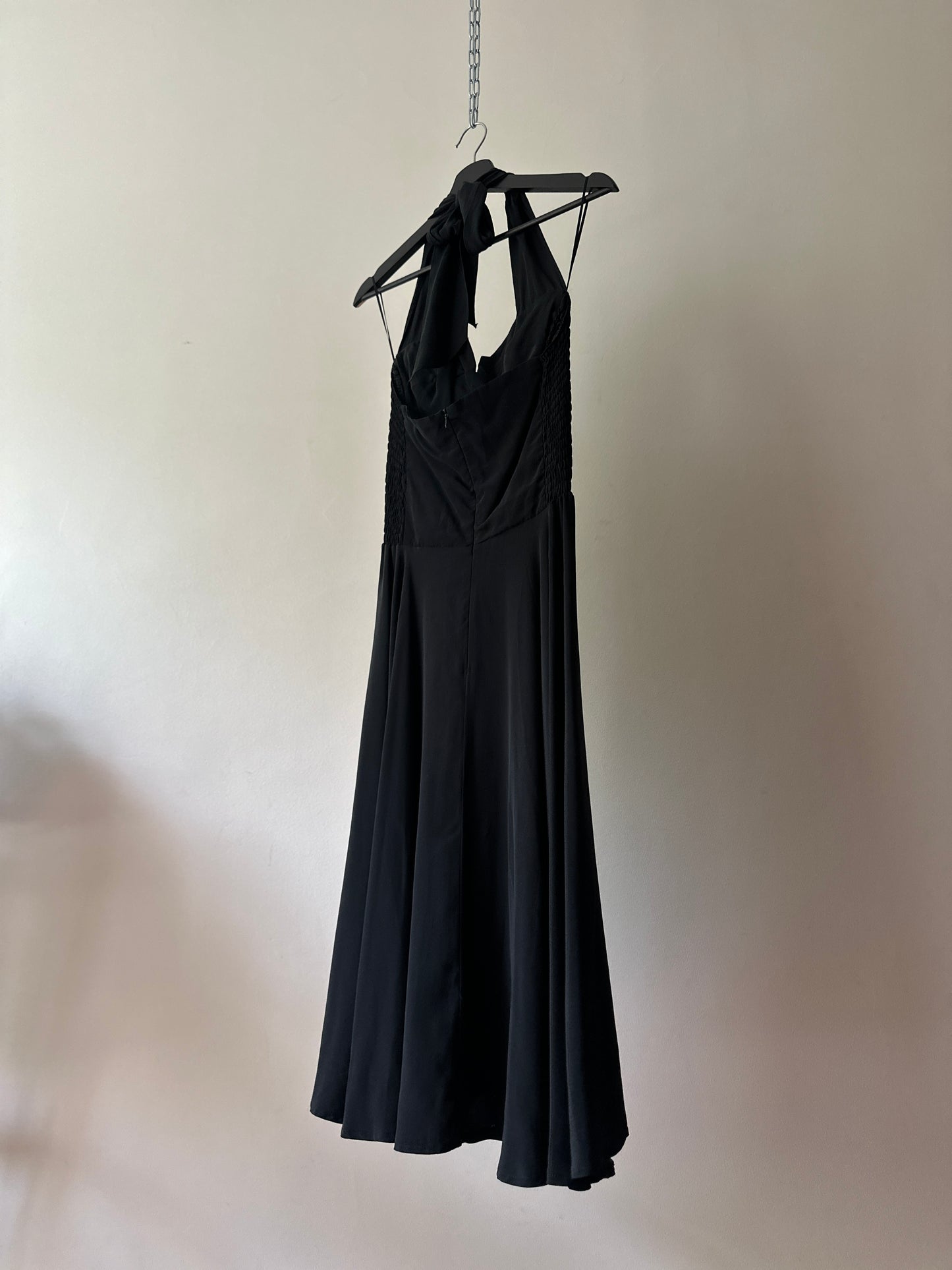 silk sweetheart halter neck LBD