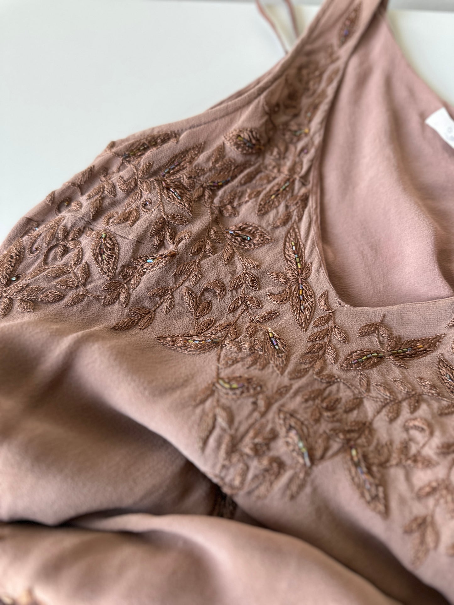 brown beaded silk fairy girl dress