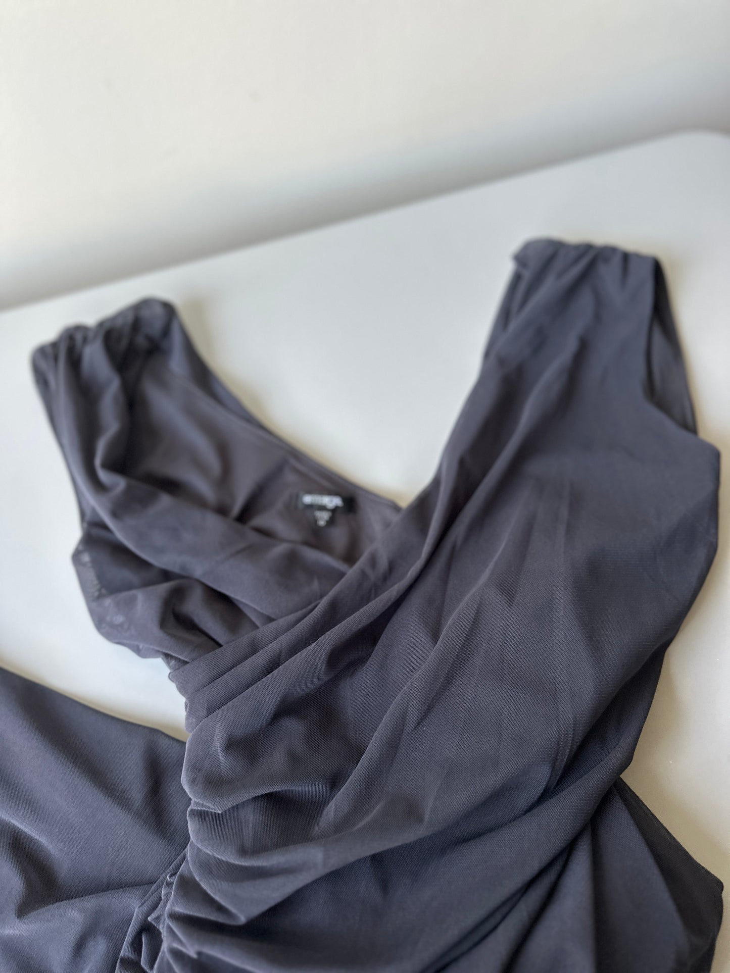 grey scrunched party dress