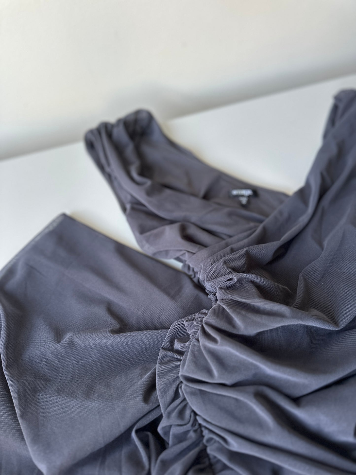 grey scrunched party dress