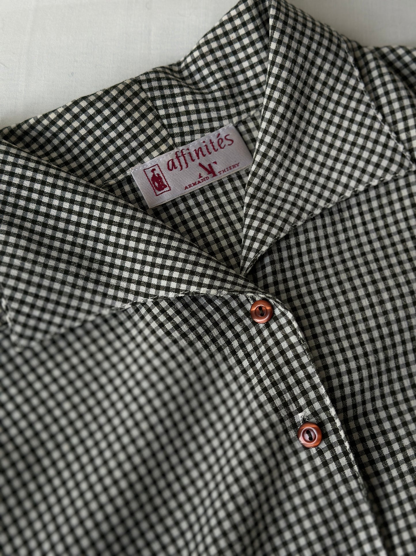 deep green gingham patterned button up