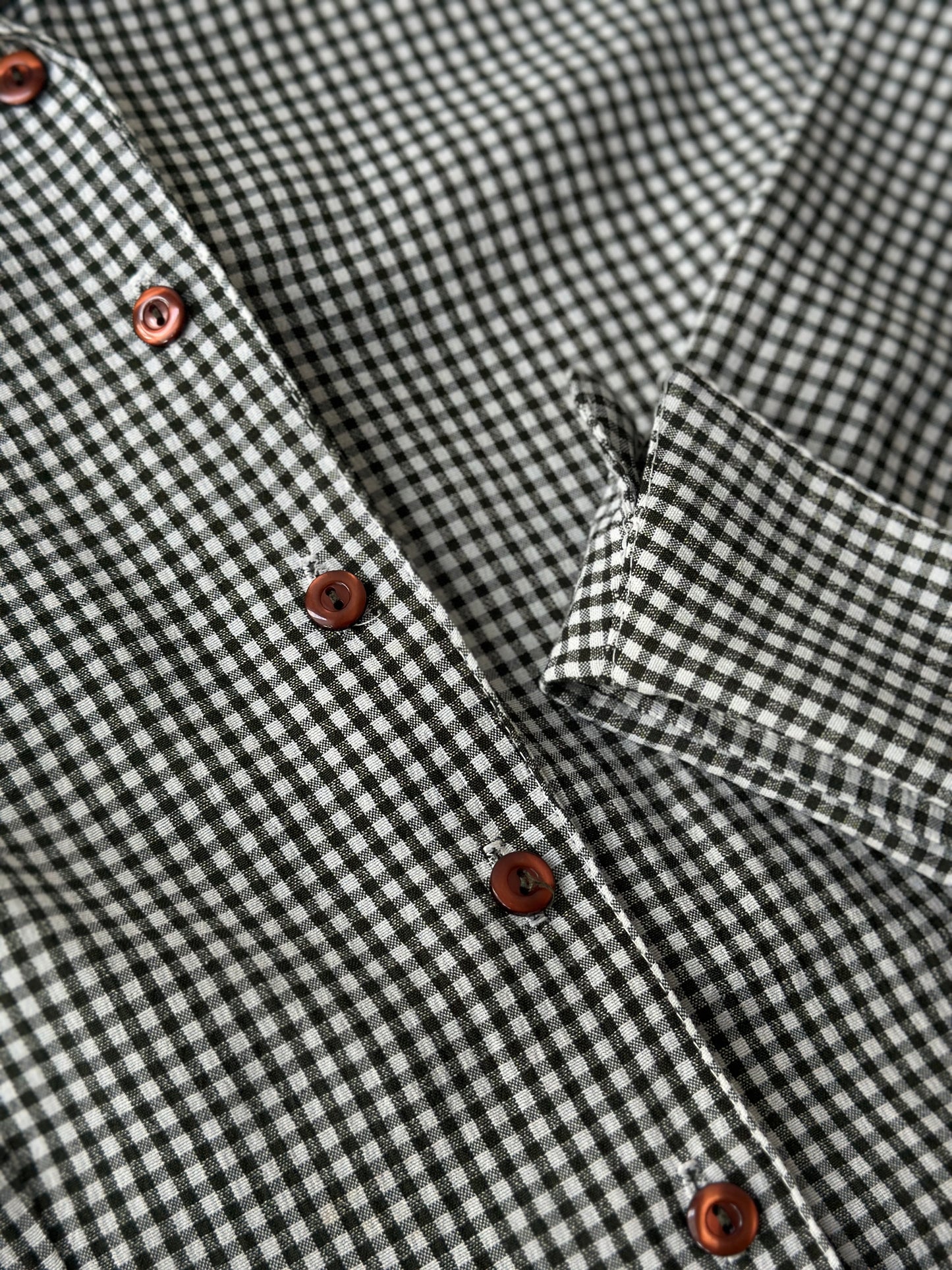 deep green gingham patterned button up