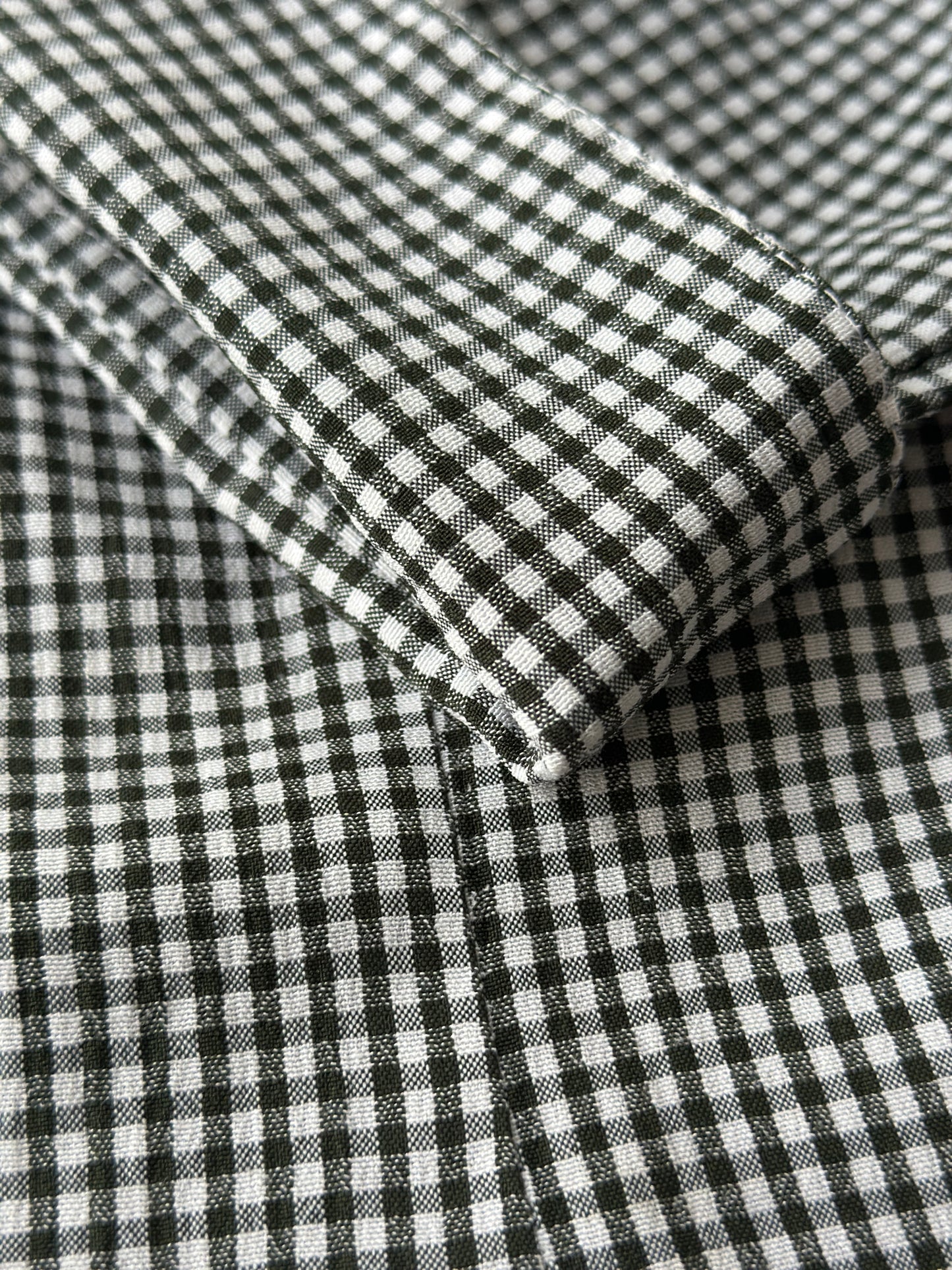 deep green gingham patterned button up