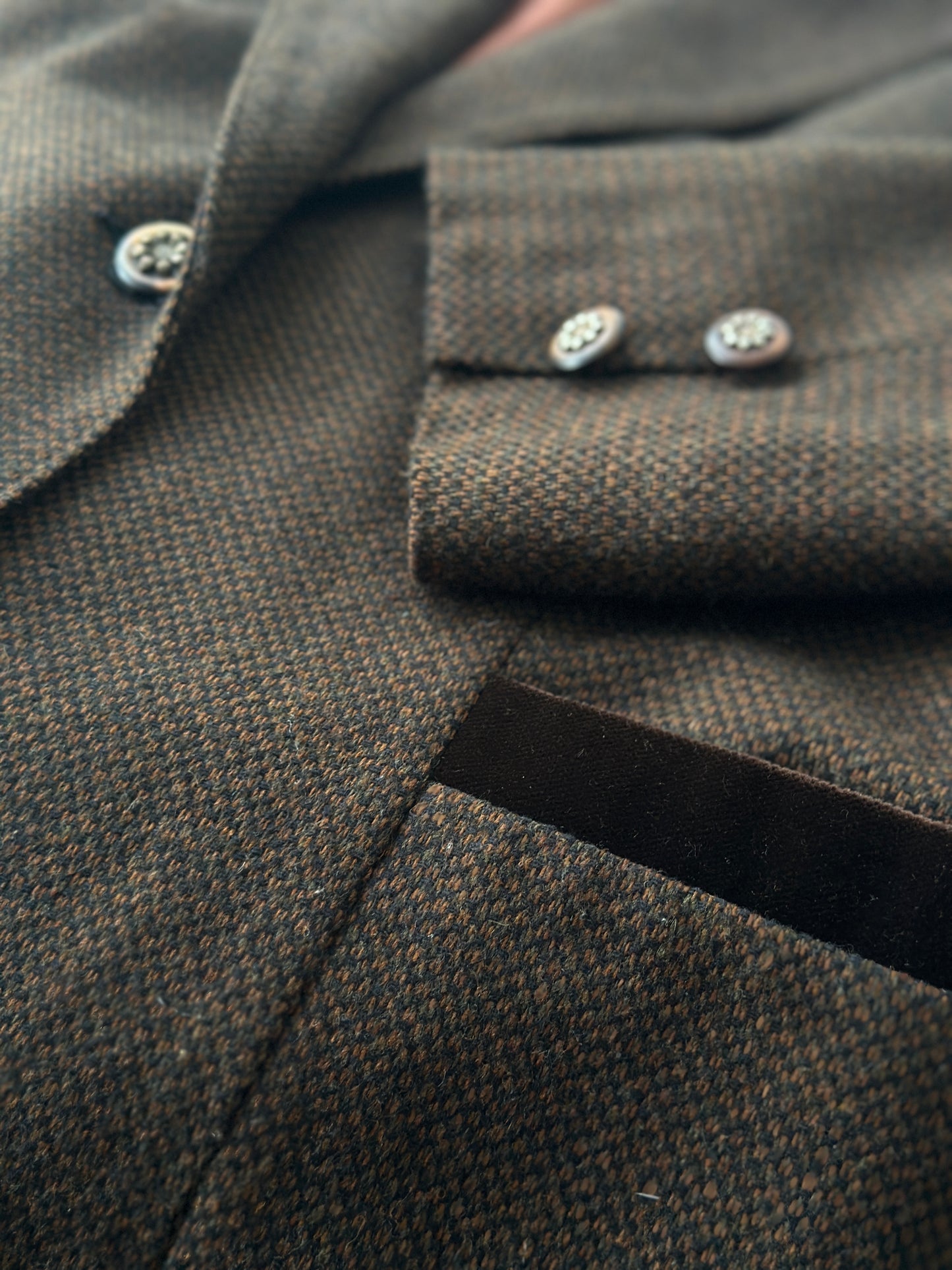 brown velvet accent suit jacket