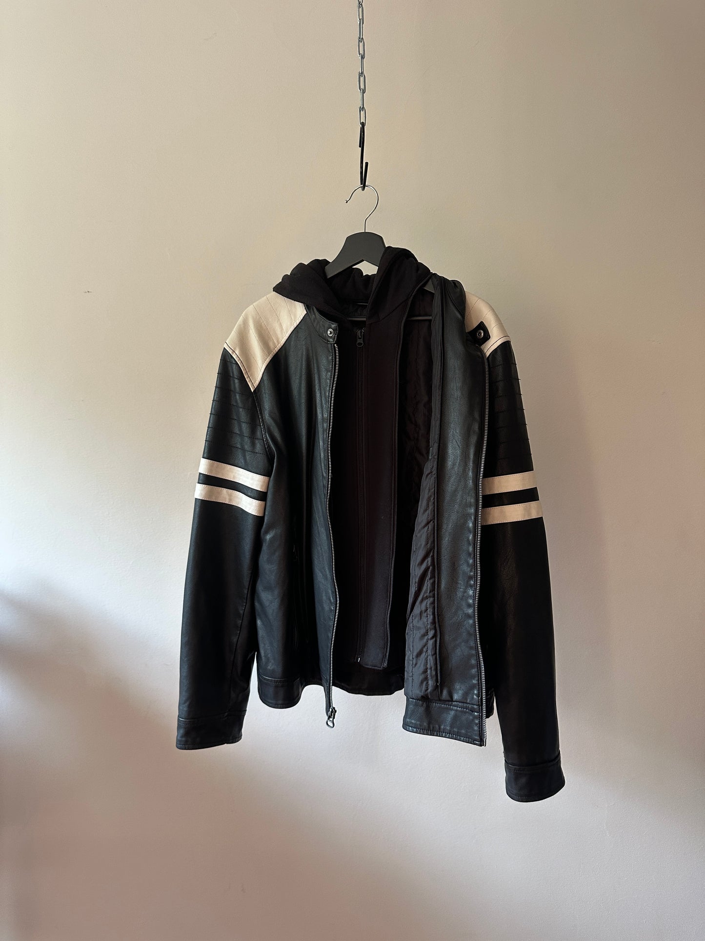 black & white motorcycle jacket