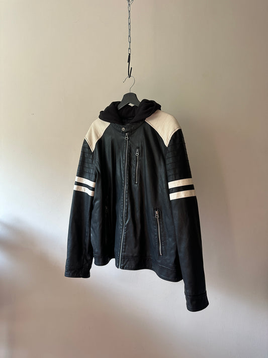 black & white motorcycle jacket