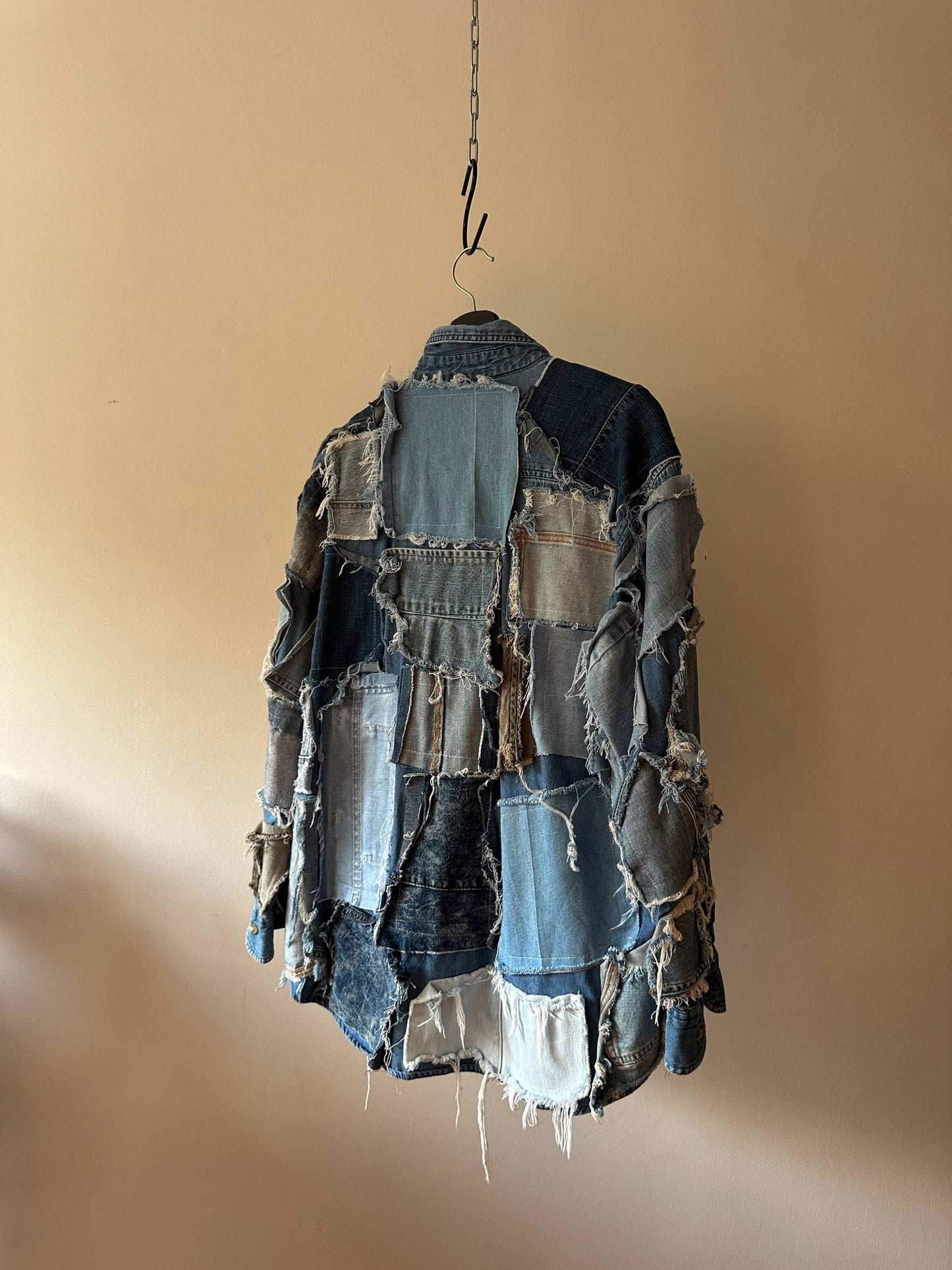 handmade patchwork denim button up