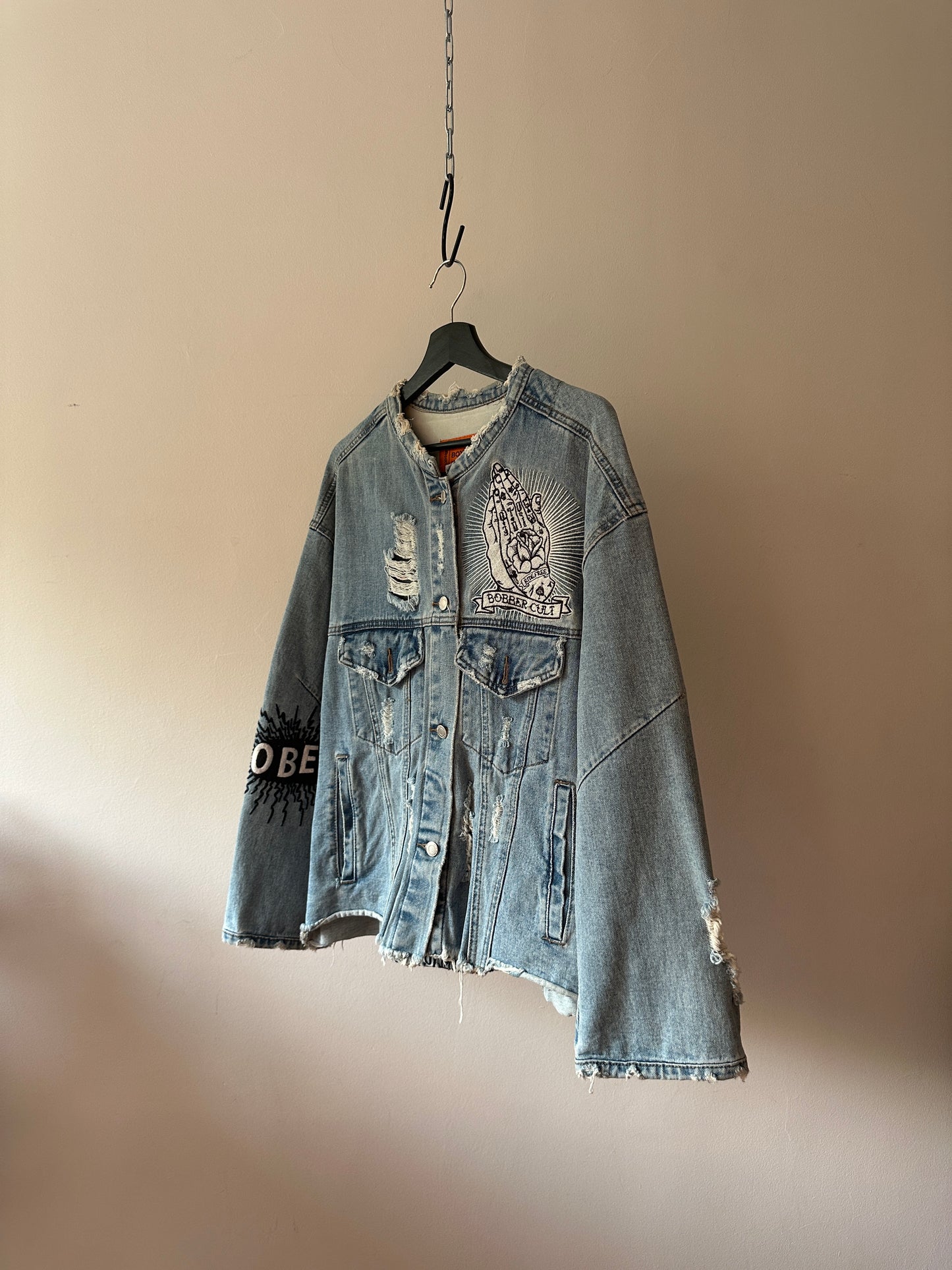 distressed denim jacket