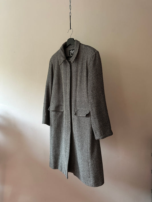 two toned wool trench coat