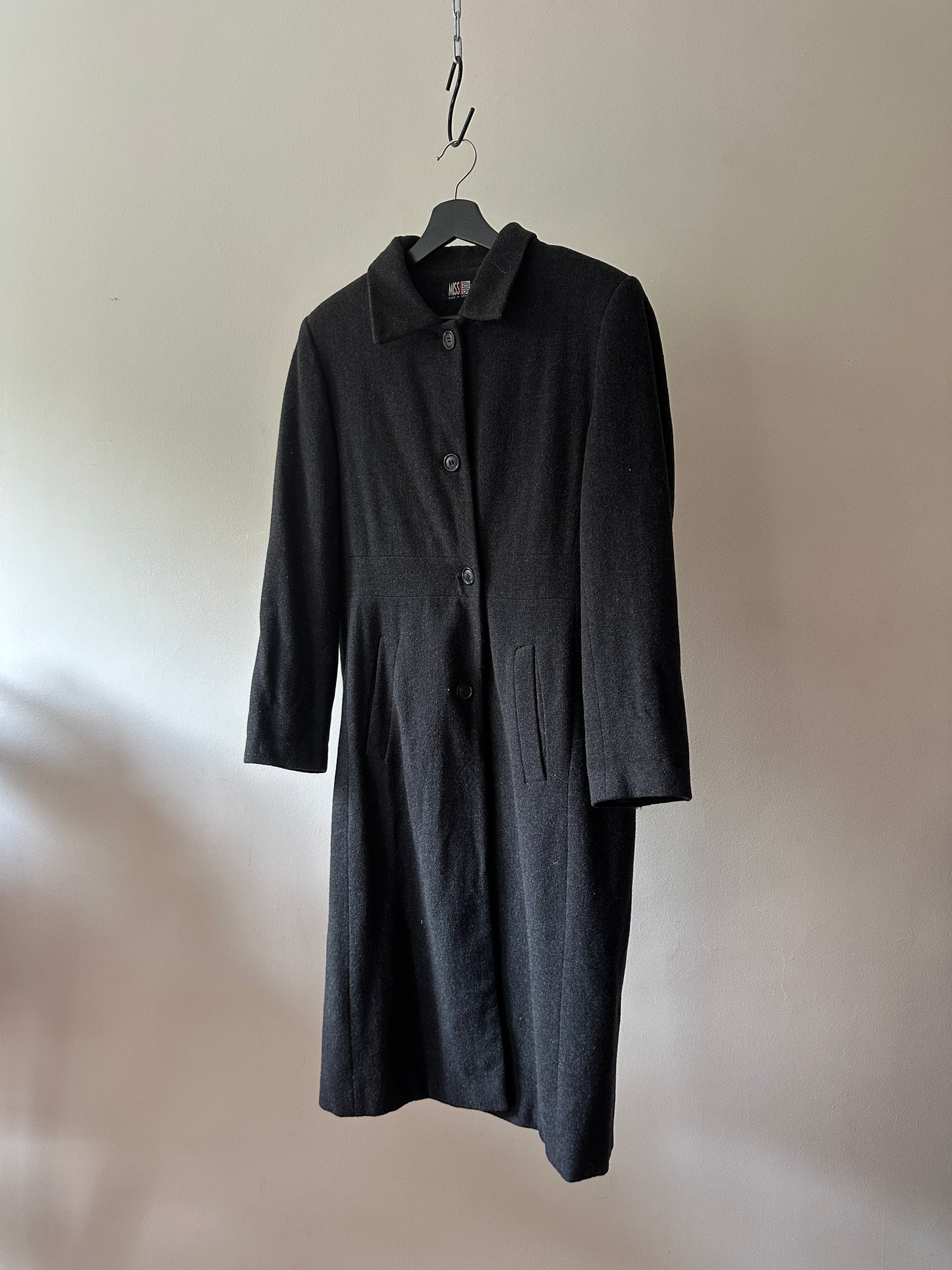 dark grey wool trench coat