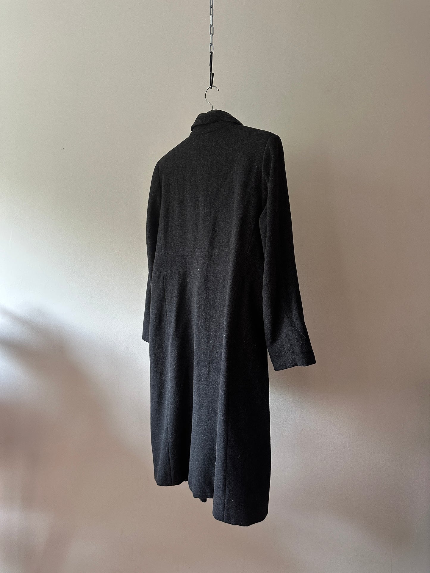 dark grey wool trench coat