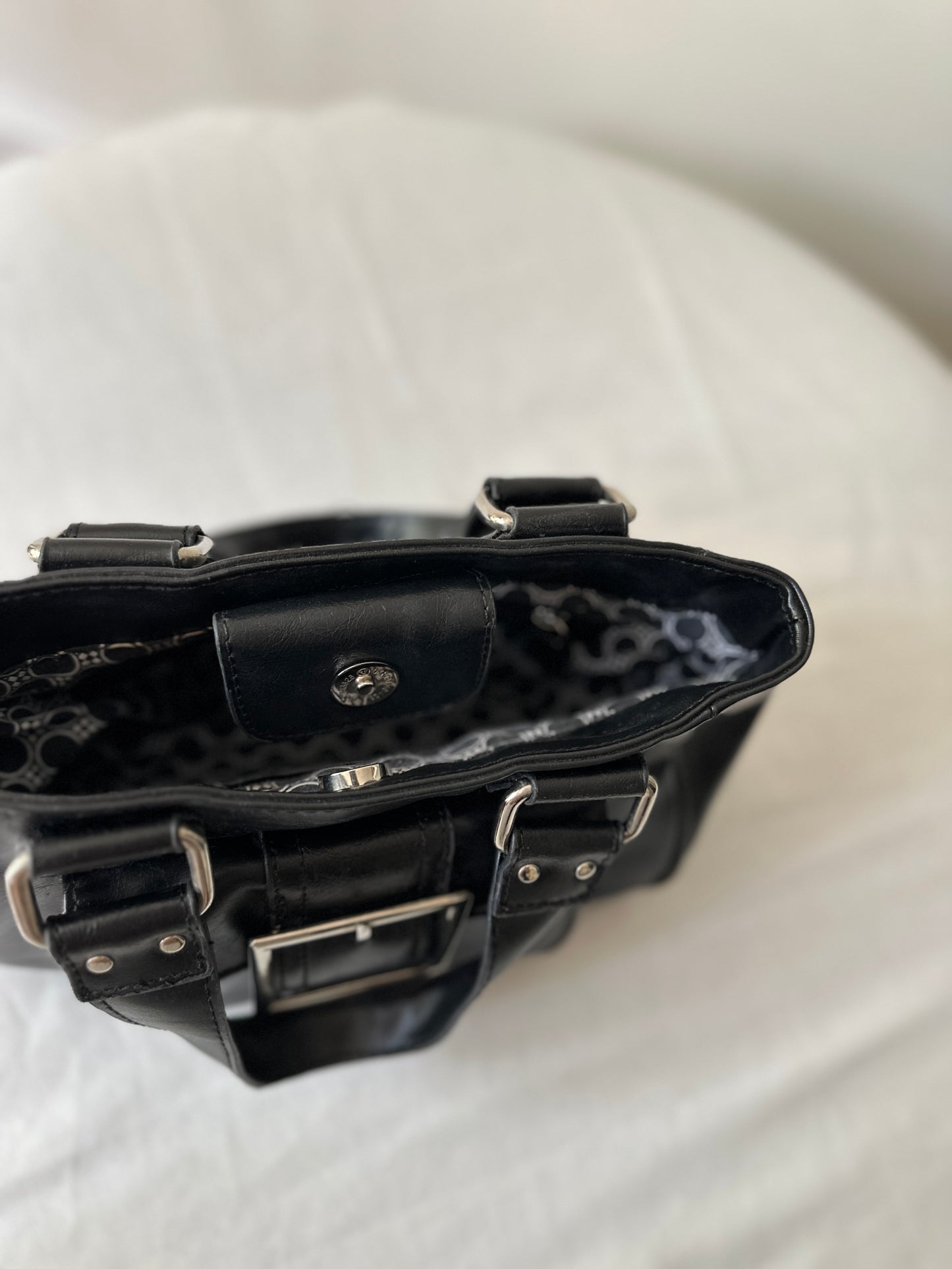 black buckle handbag