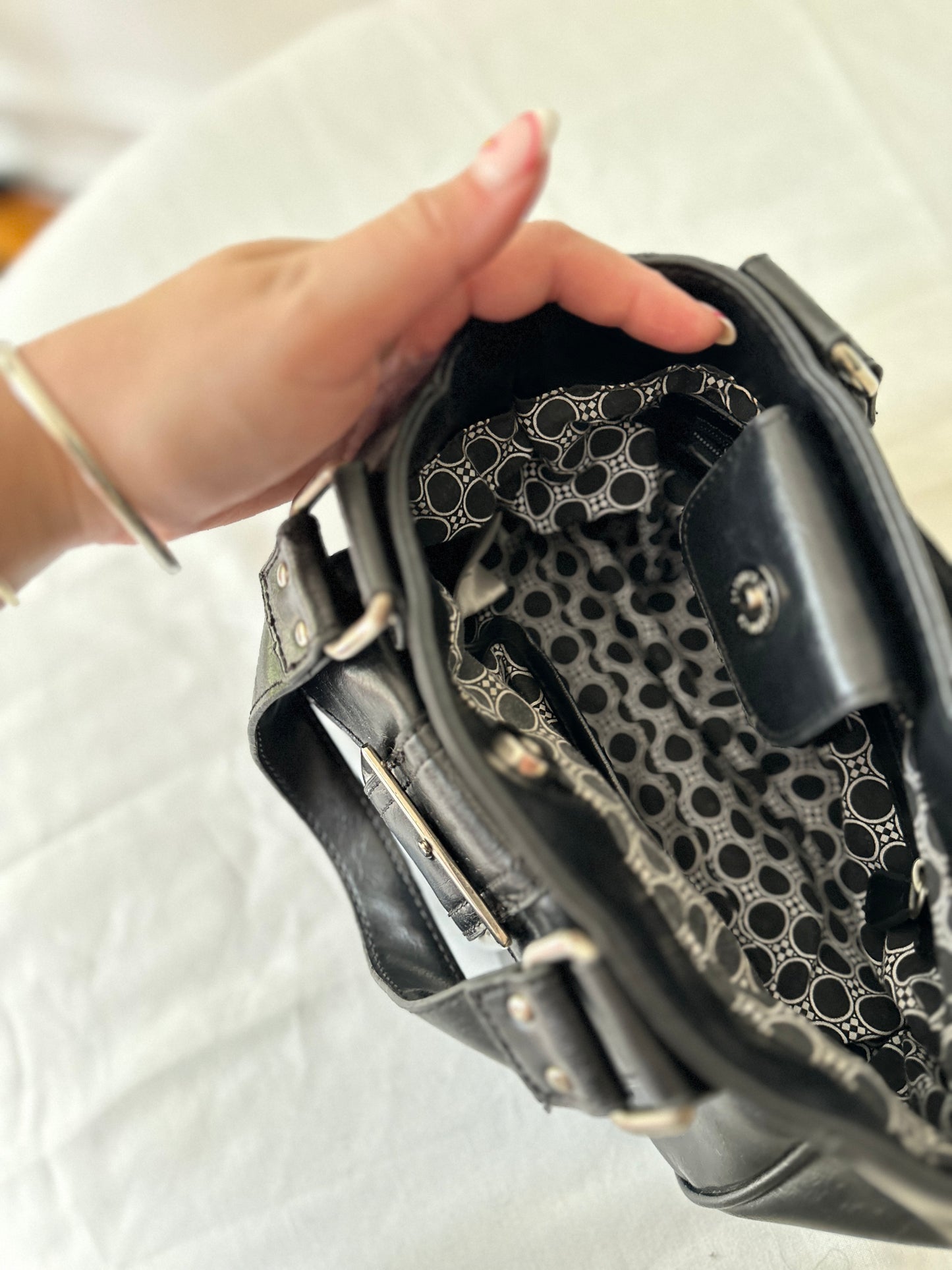 black buckle handbag