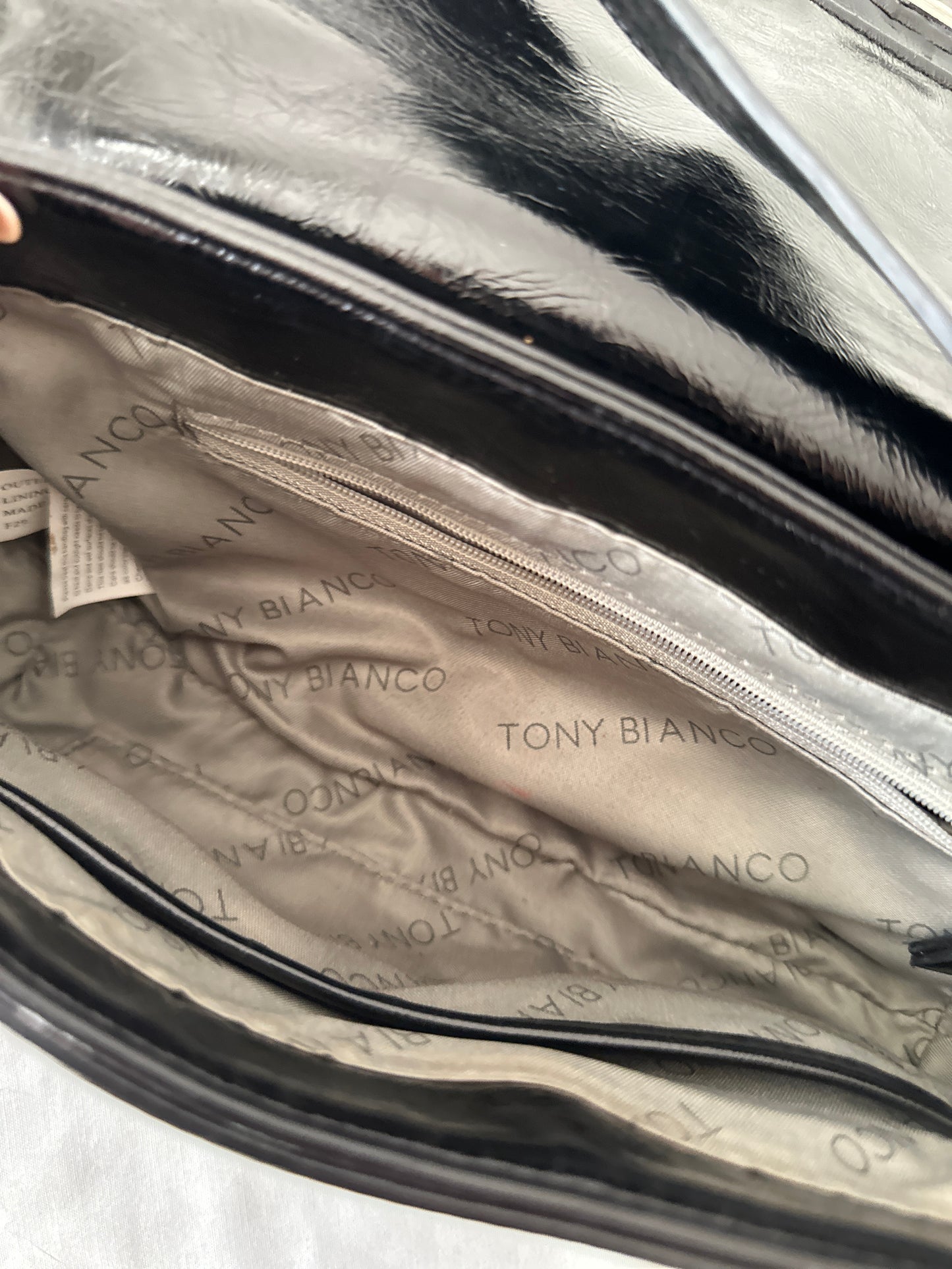 Tony Bianco patent 'leather' handbag