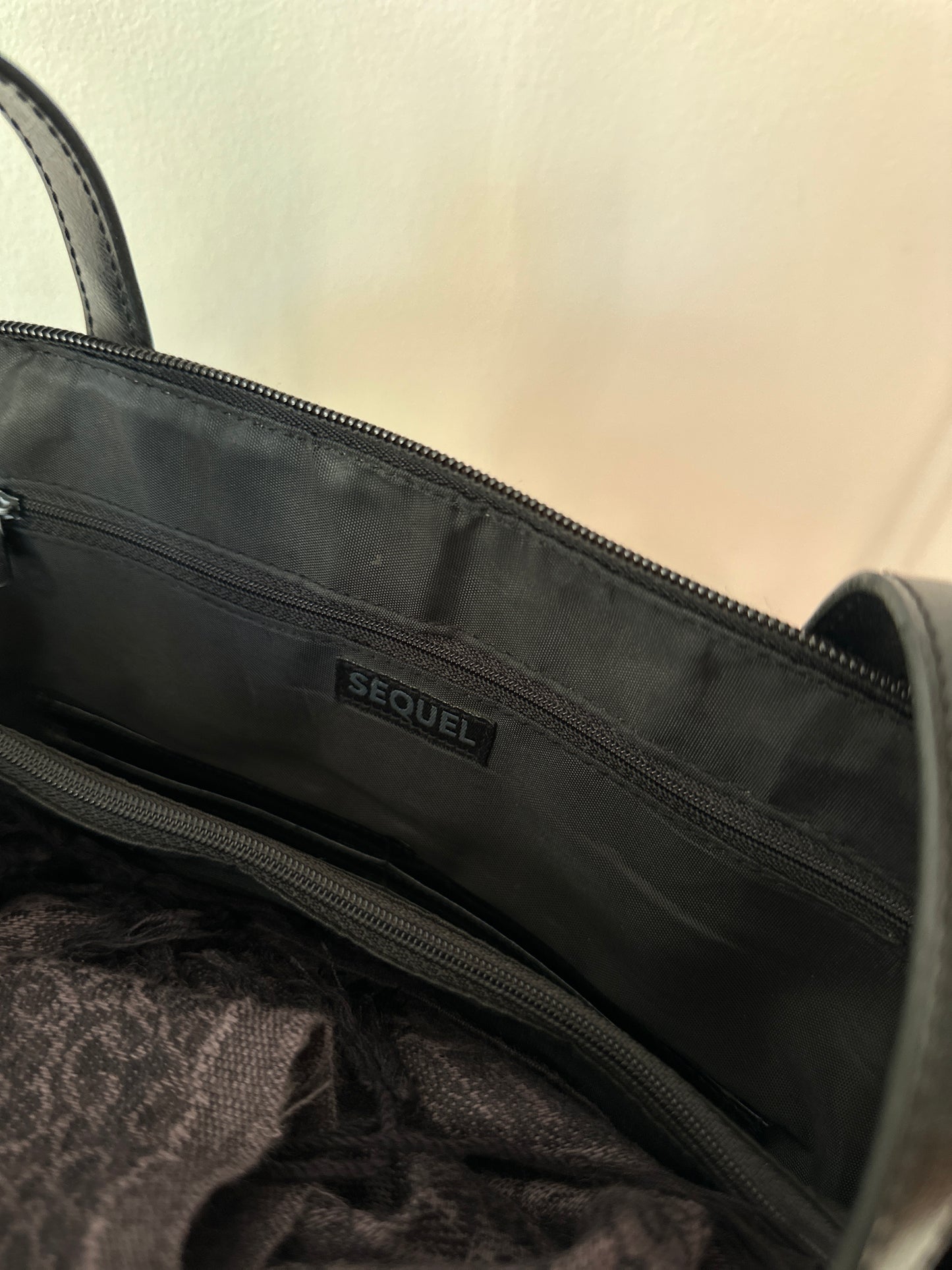 black leather bag