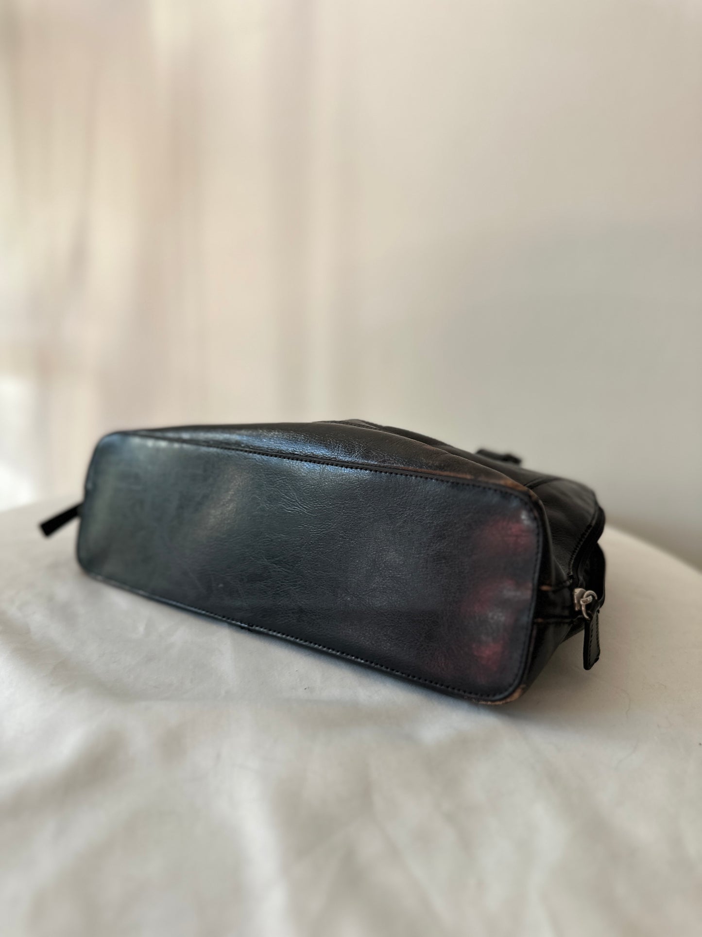black leather bag