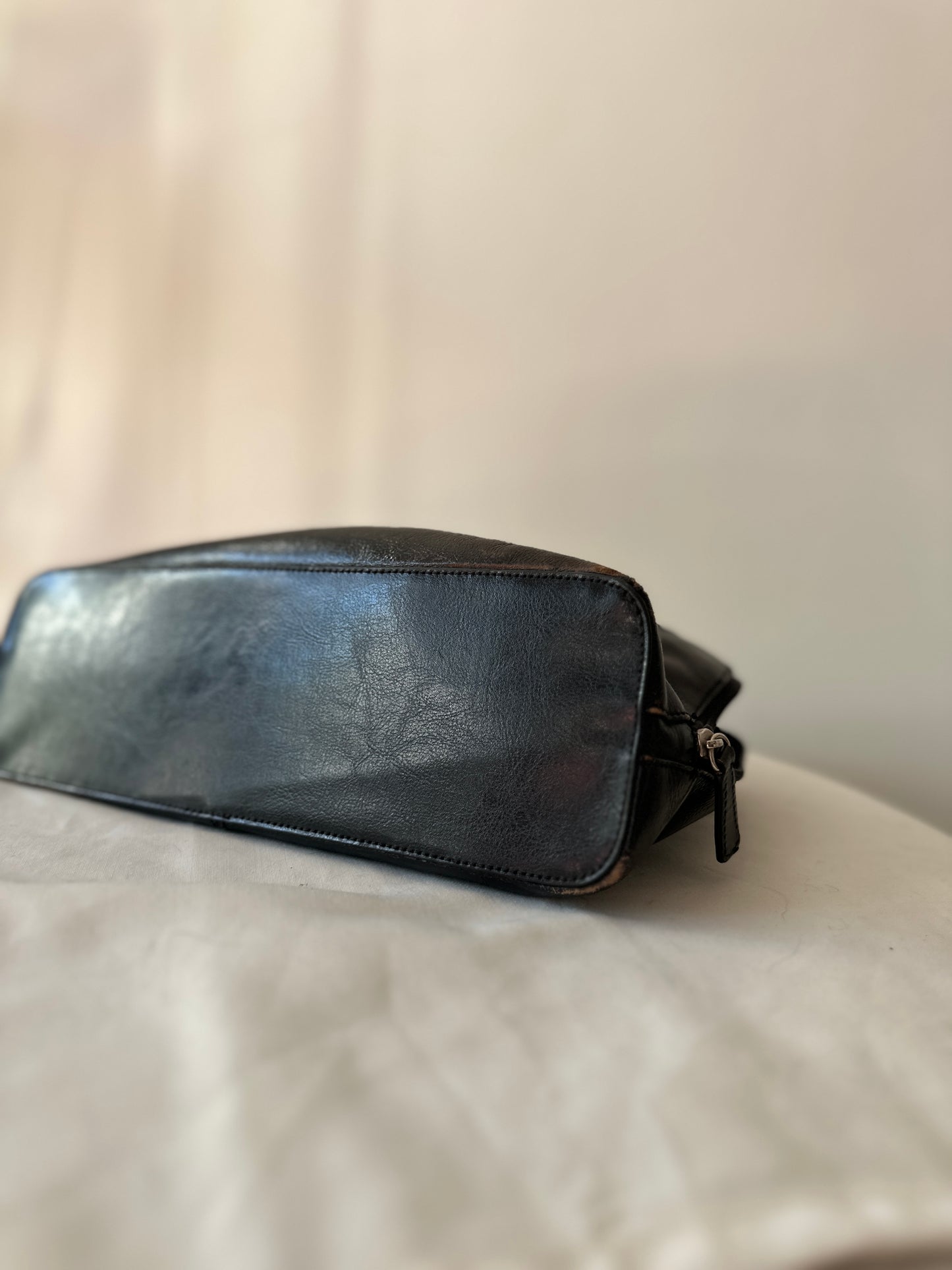 black leather bag