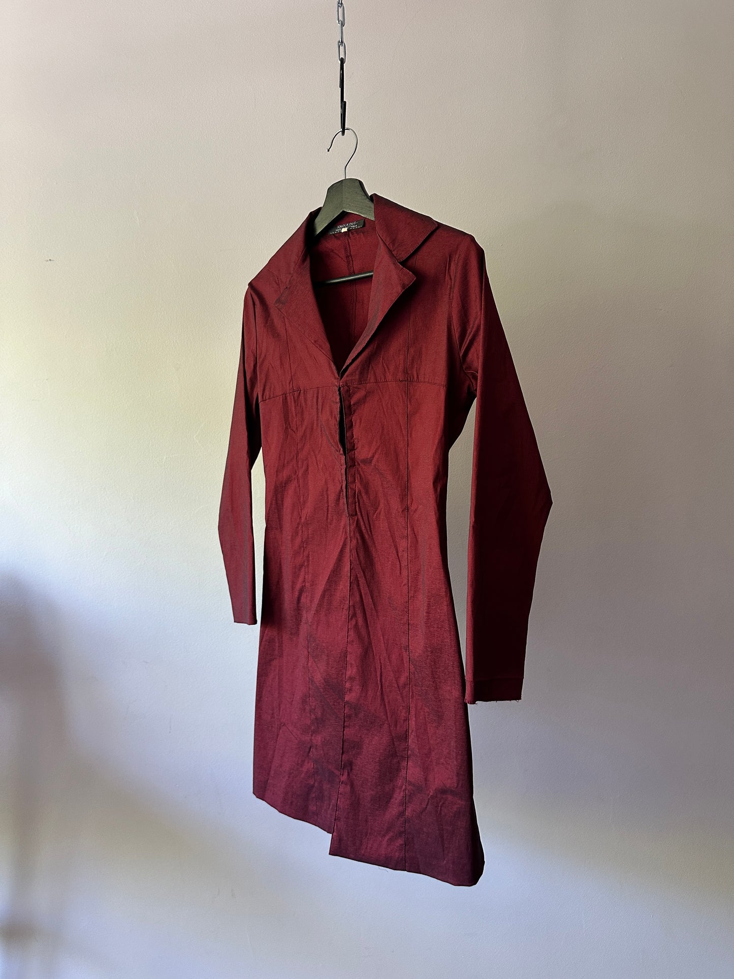 red opaque longline jacket