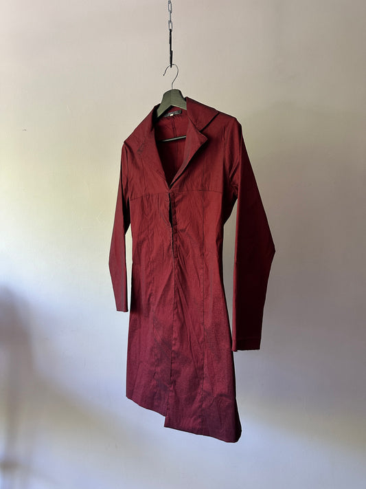 red opaque longline jacket