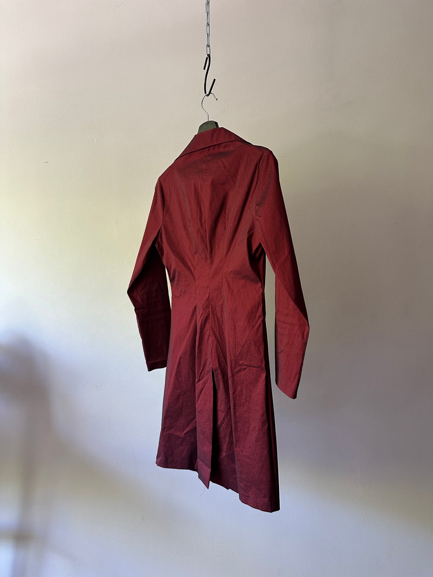 red opaque longline jacket