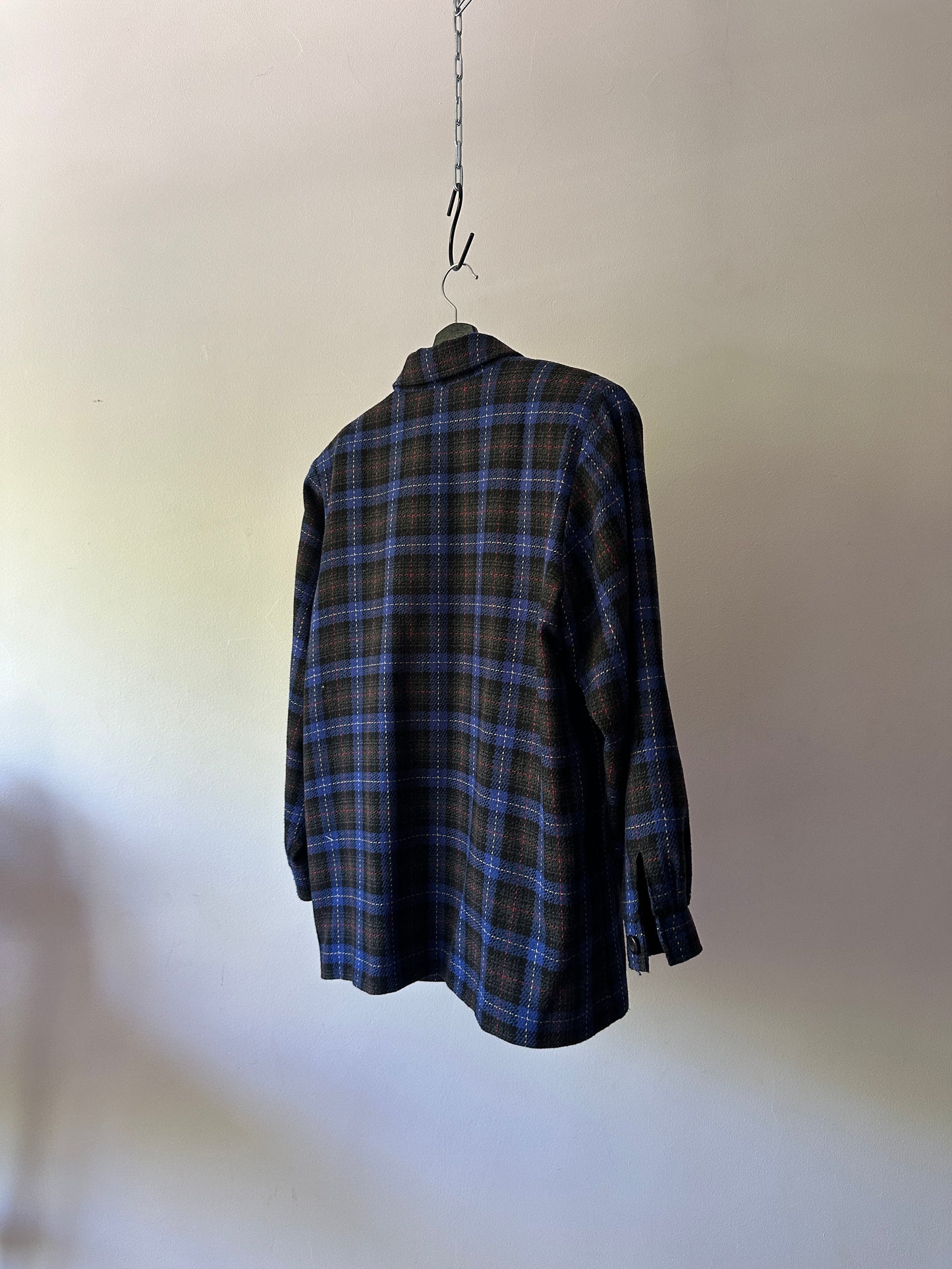 vibrant crosshatch wool coat