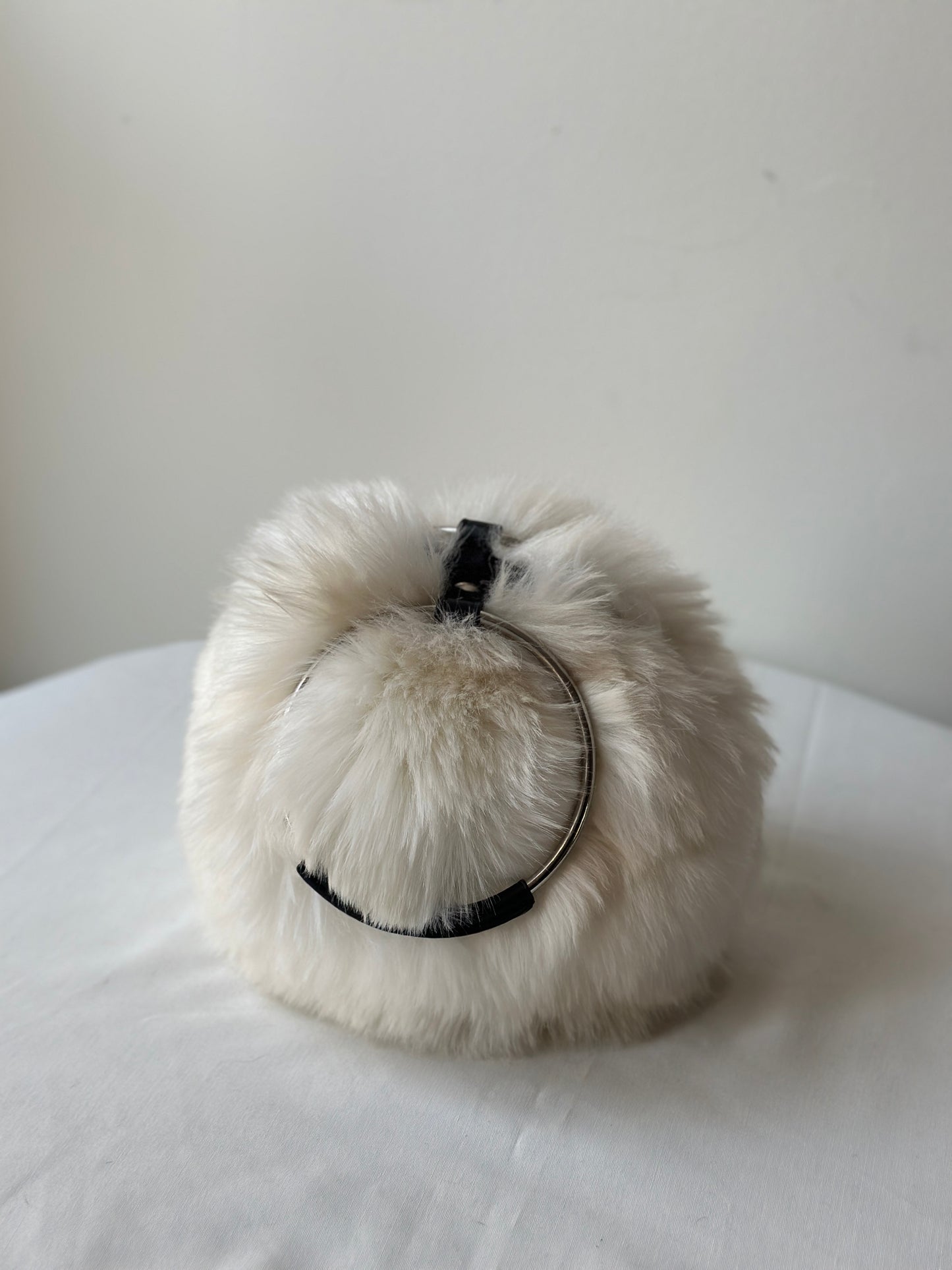 fluffy white purse