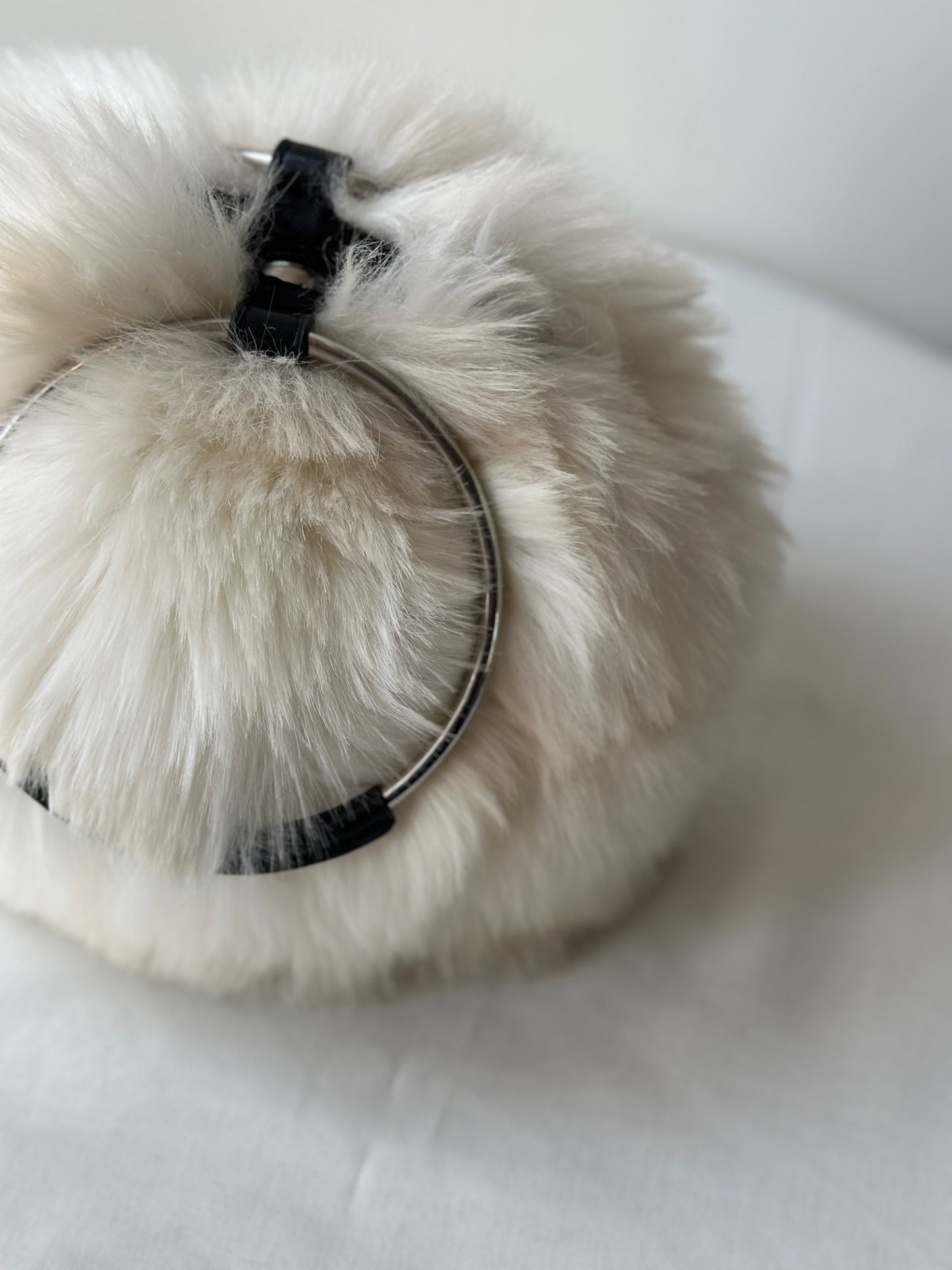 fluffy white purse