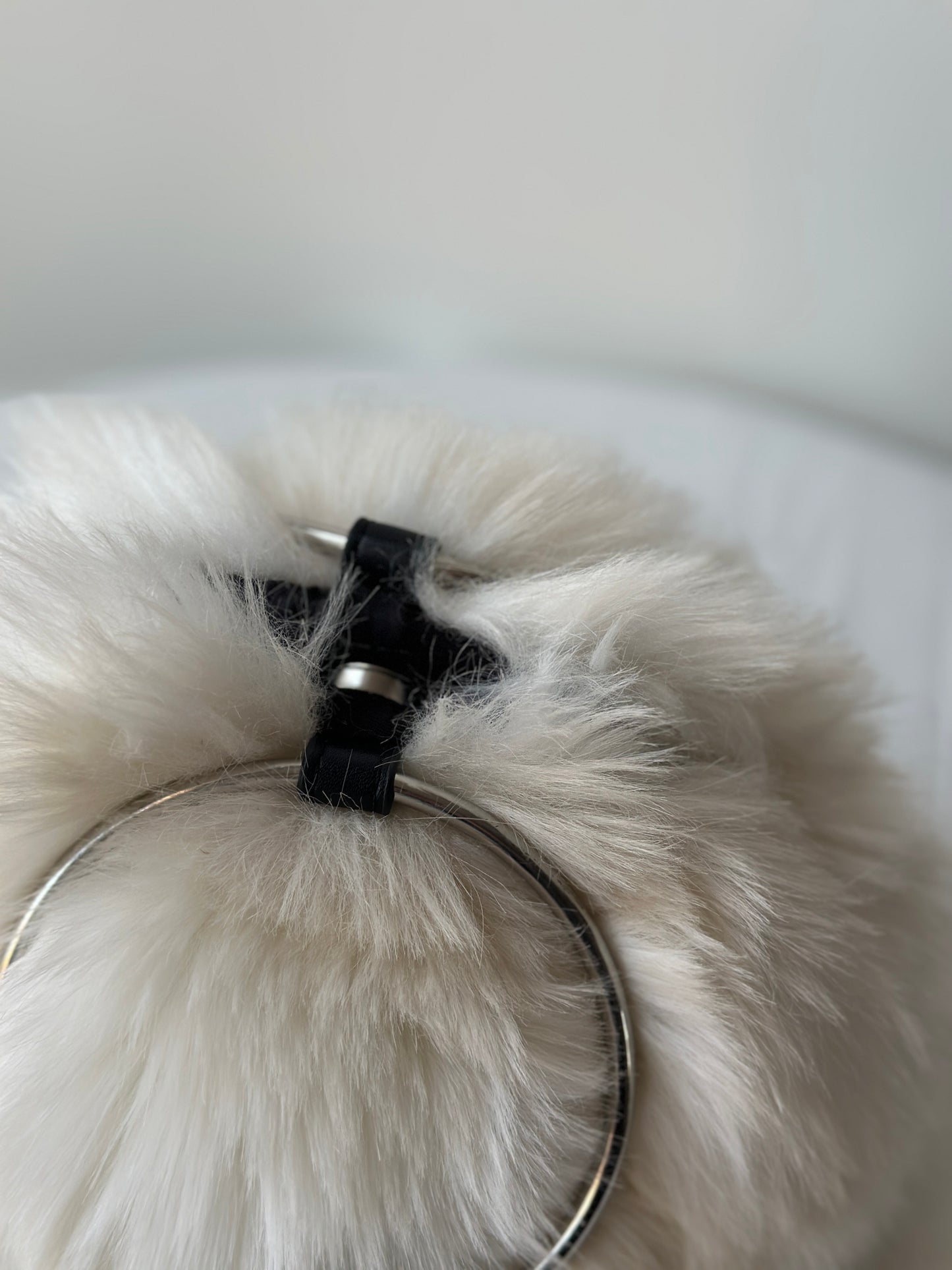 fluffy white purse