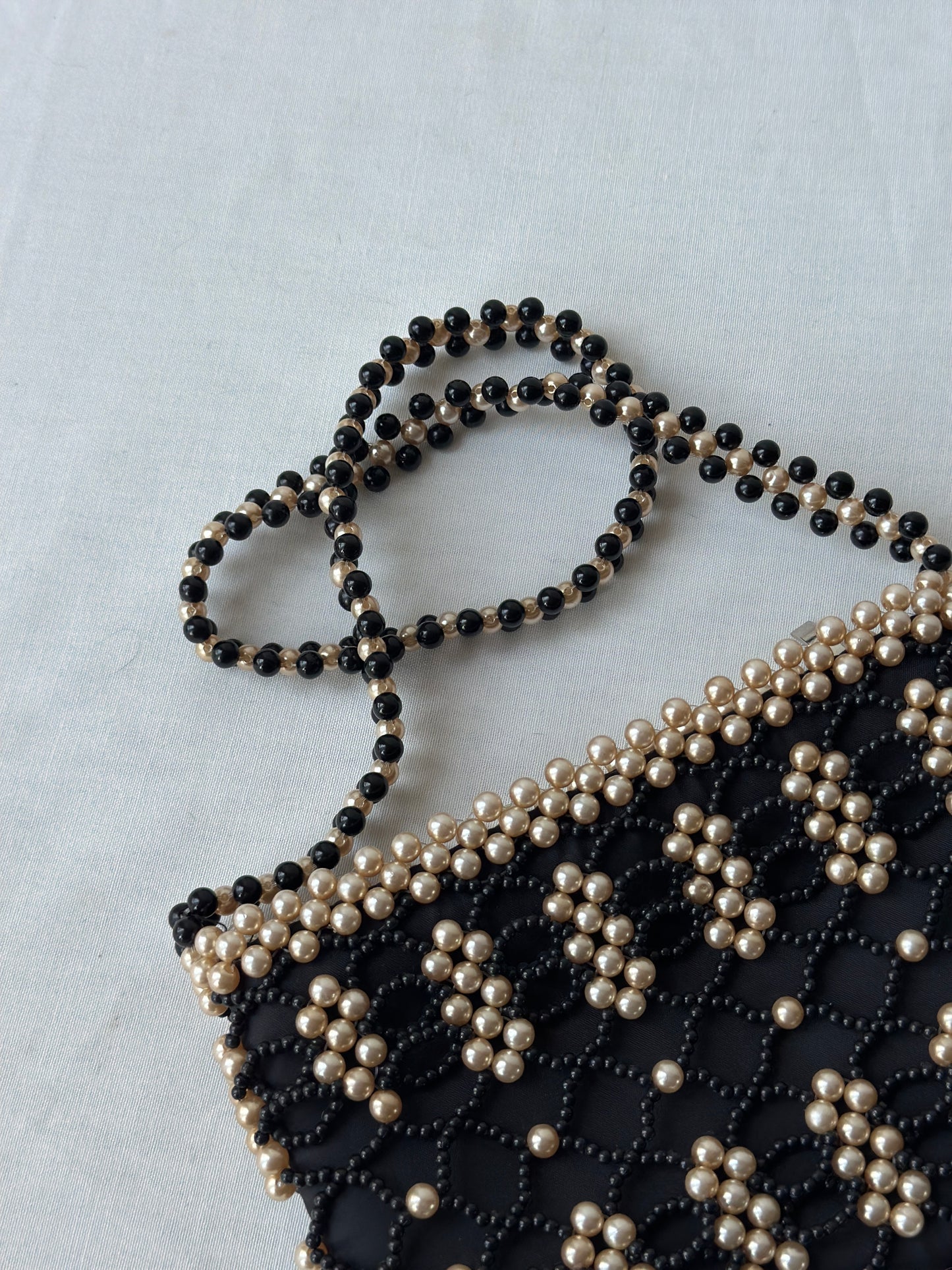 black & white beaded purse