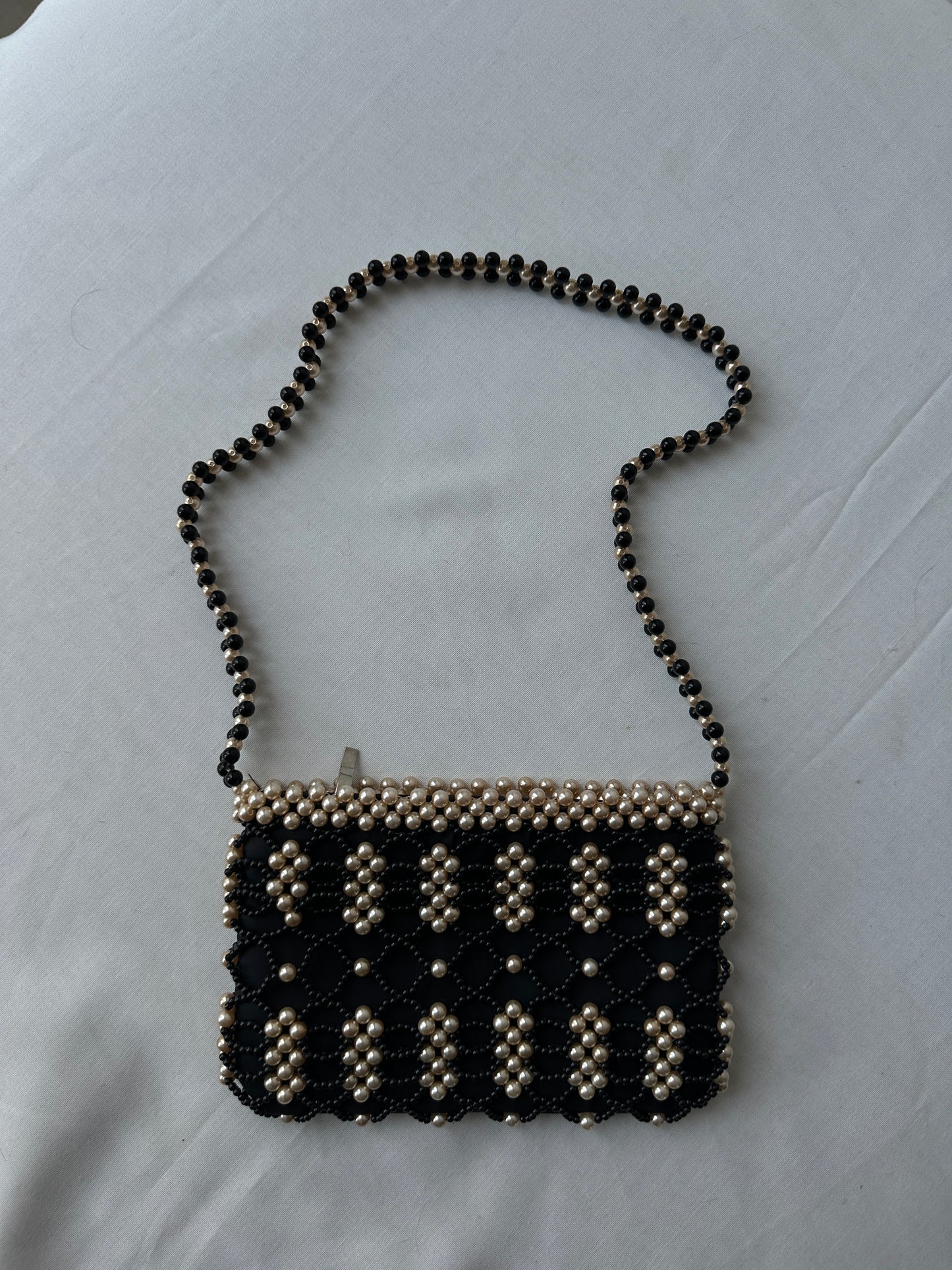 black & white beaded purse