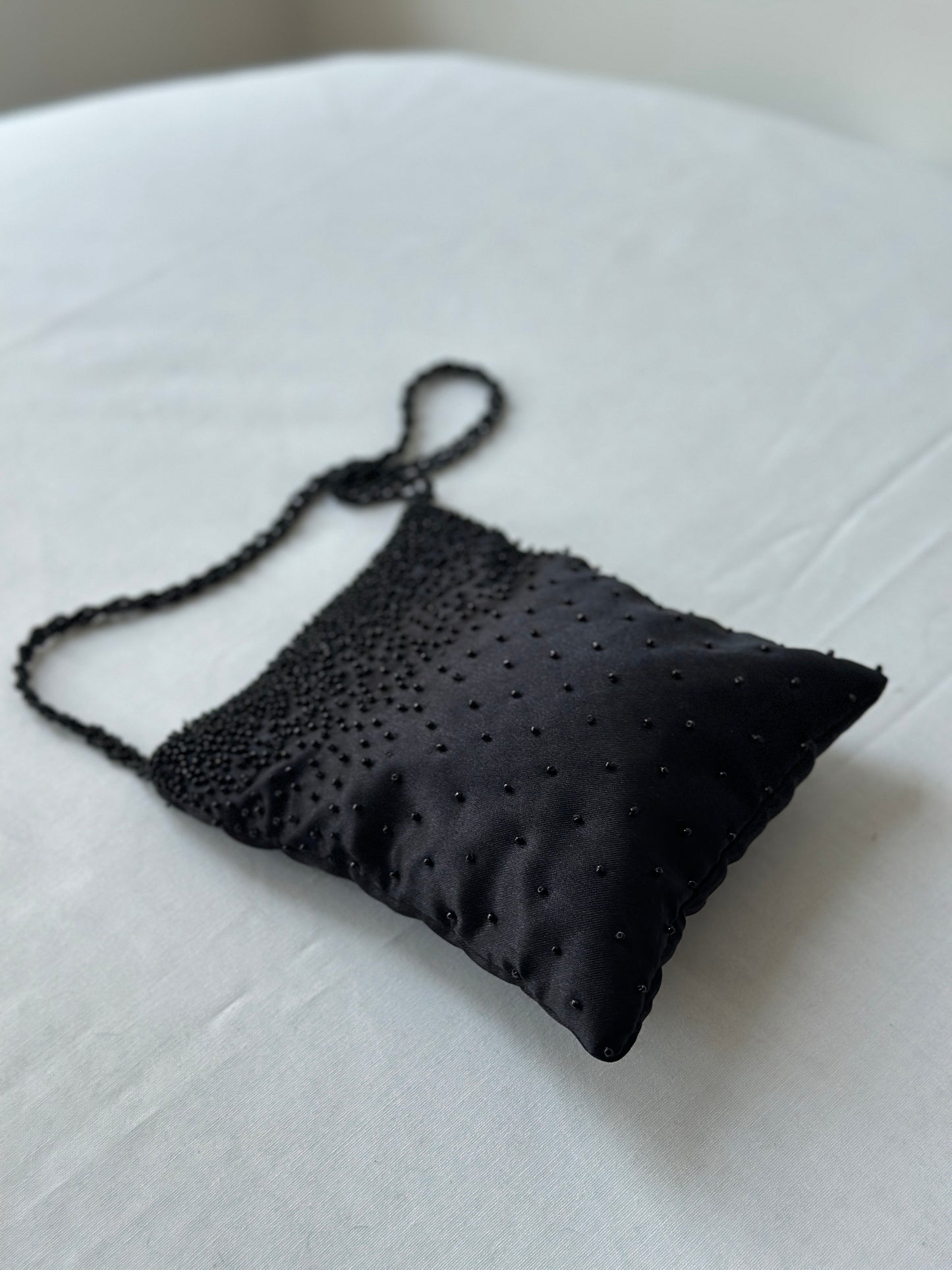 black beaded purse- short strap
