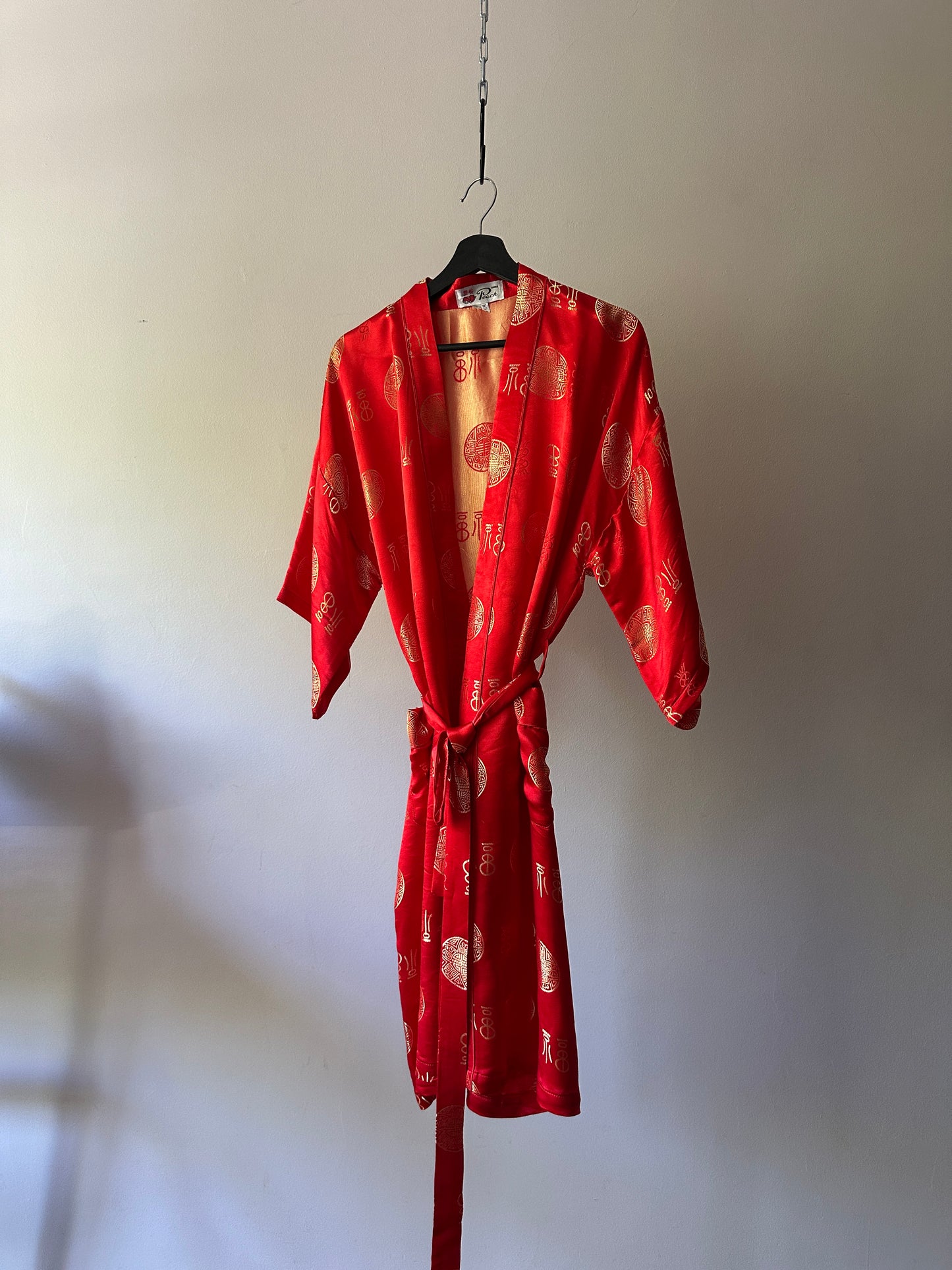 red silk dressing gown