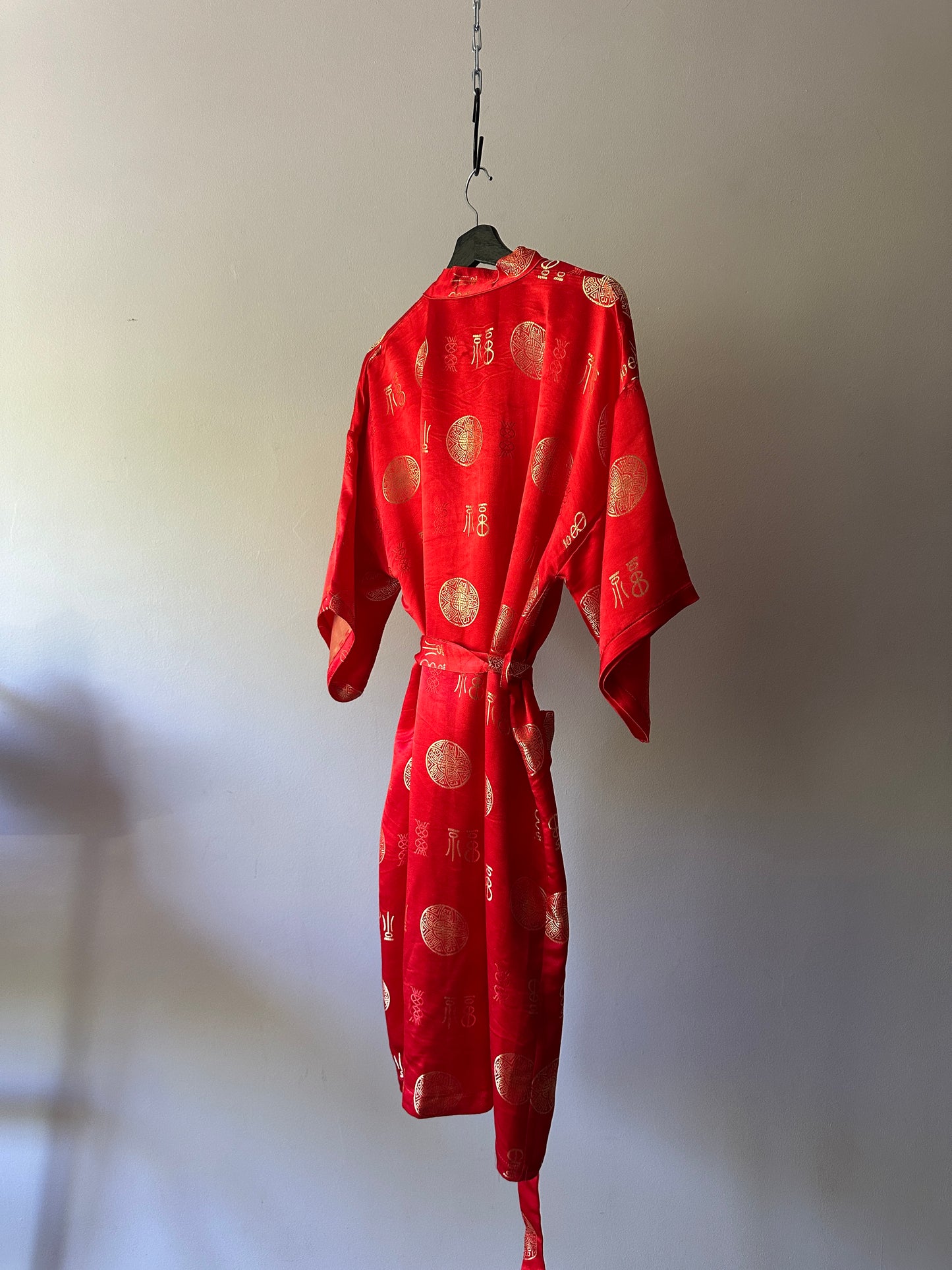 red silk dressing gown