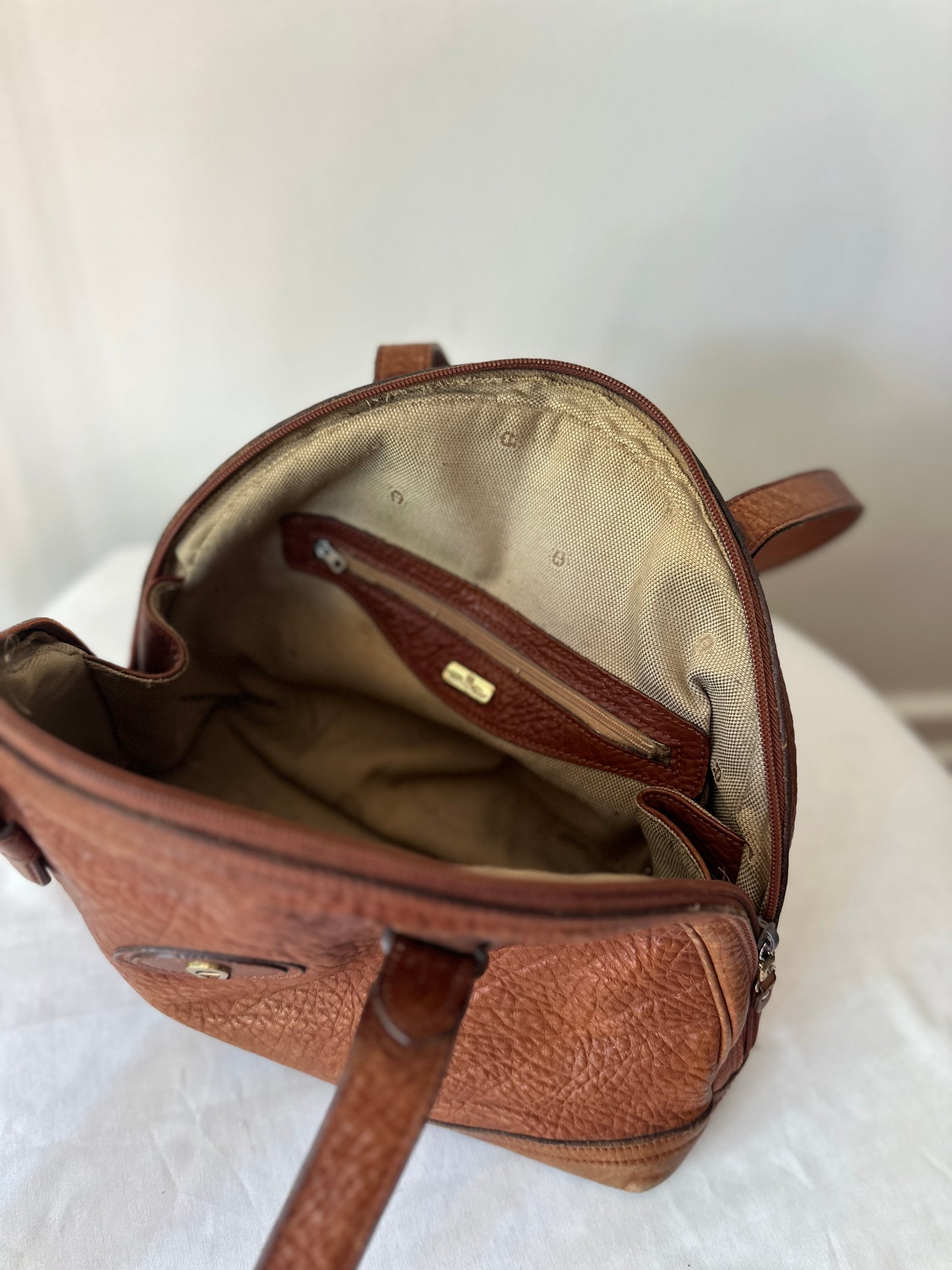 Etienne Aigner brown leather satchel